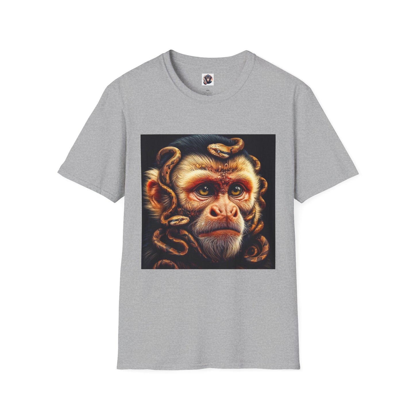 Capuchin Monkey snake hair shirt T-Shirt Printify XS Sport Grey
