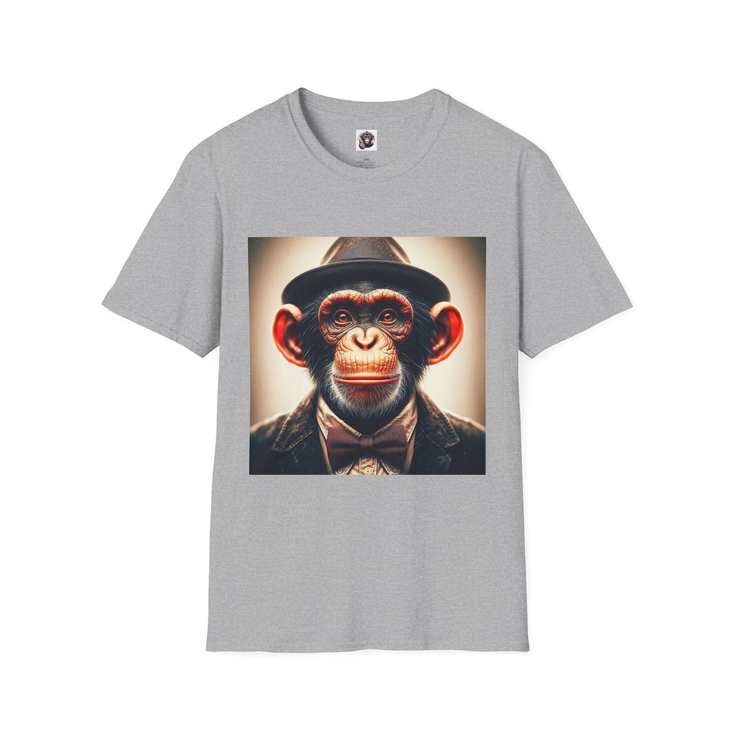 Chimp hat and tie T-Shirt Printify XS Sport Grey