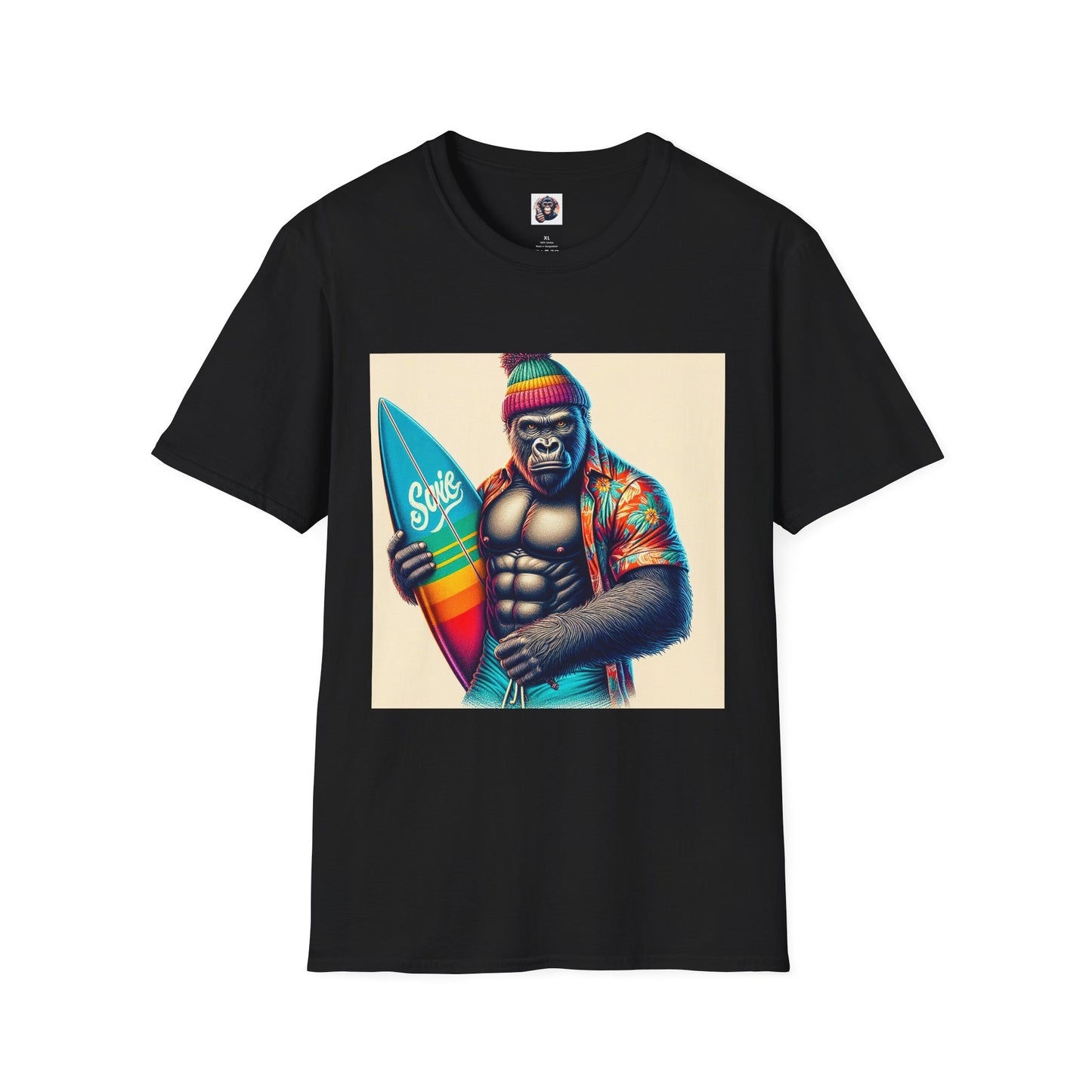 Gorilla angry surfer T-Shirt Printify XS Black