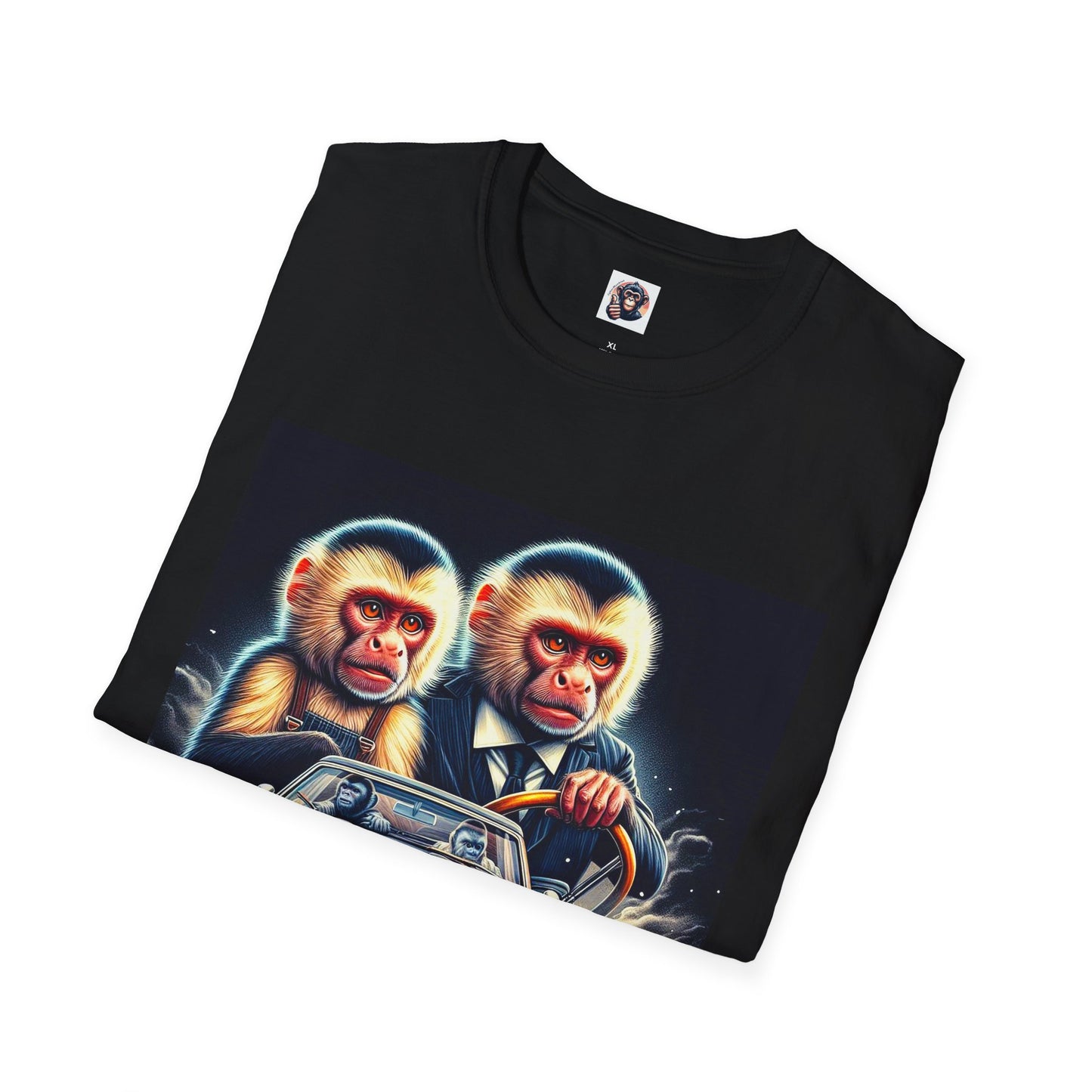 Wacky Capuchin Monkey men in black shirt T-Shirt Printify