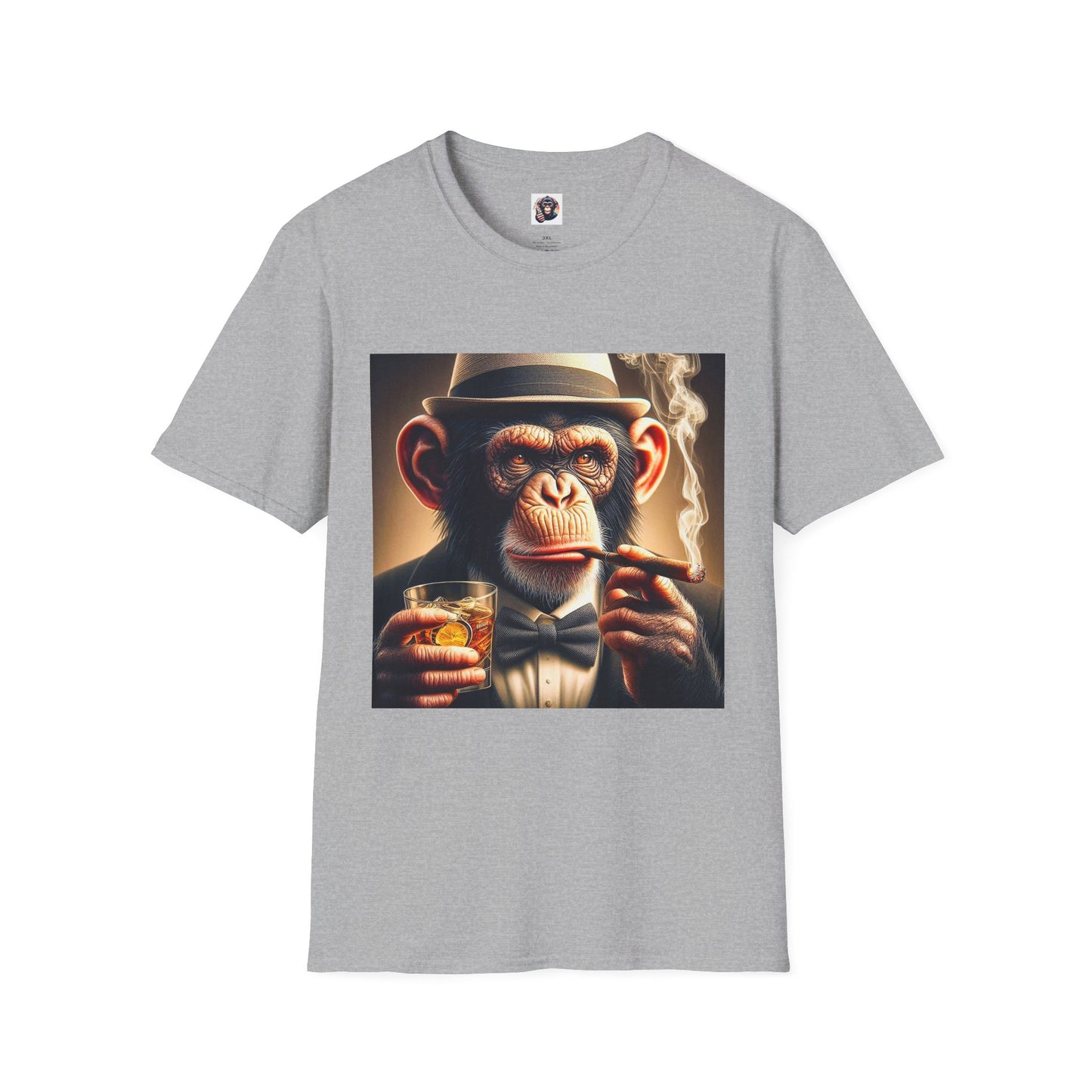 Chimp bar and smoking T-Shirt Printify XS Sport Grey