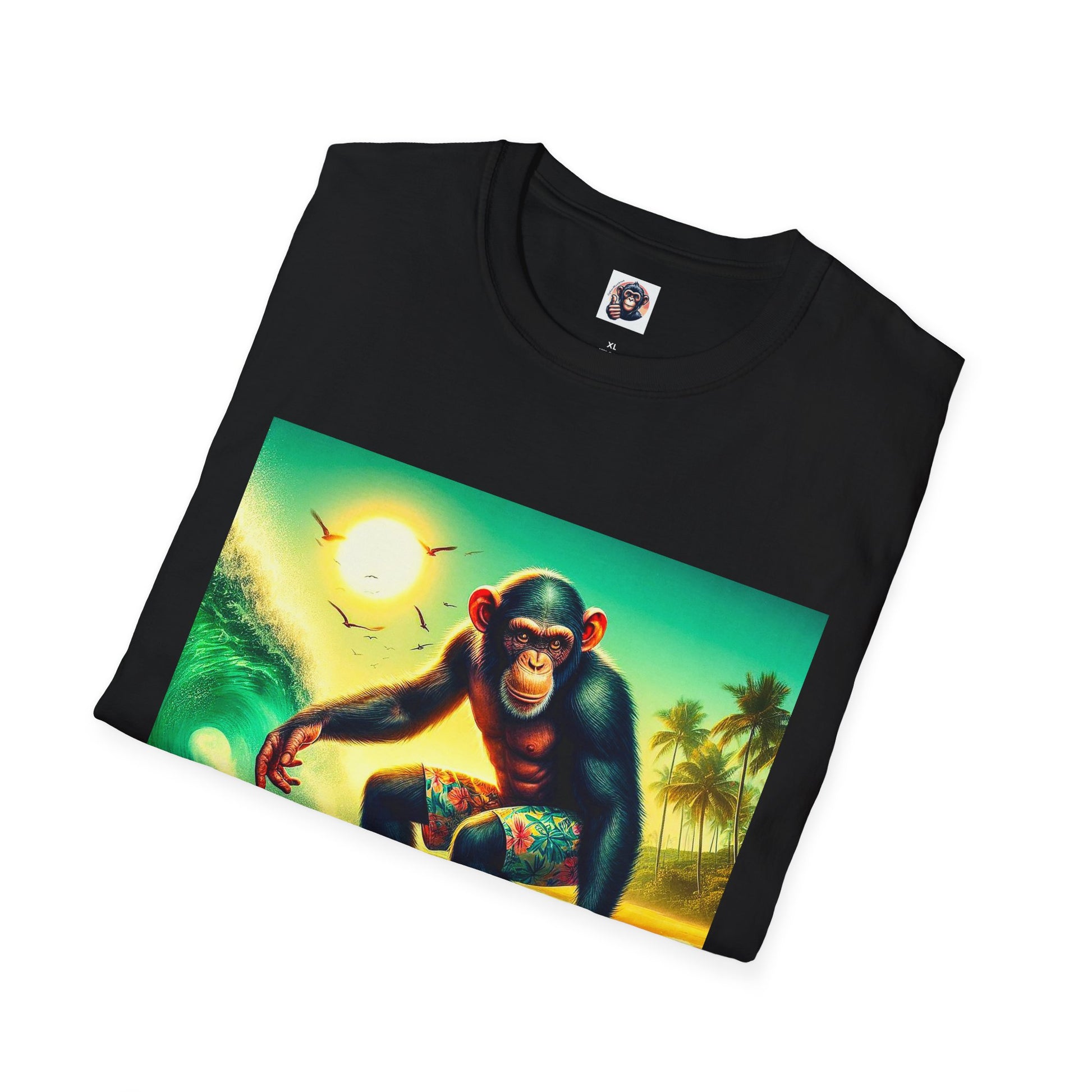 Chimp surfing dude T-Shirt Printify