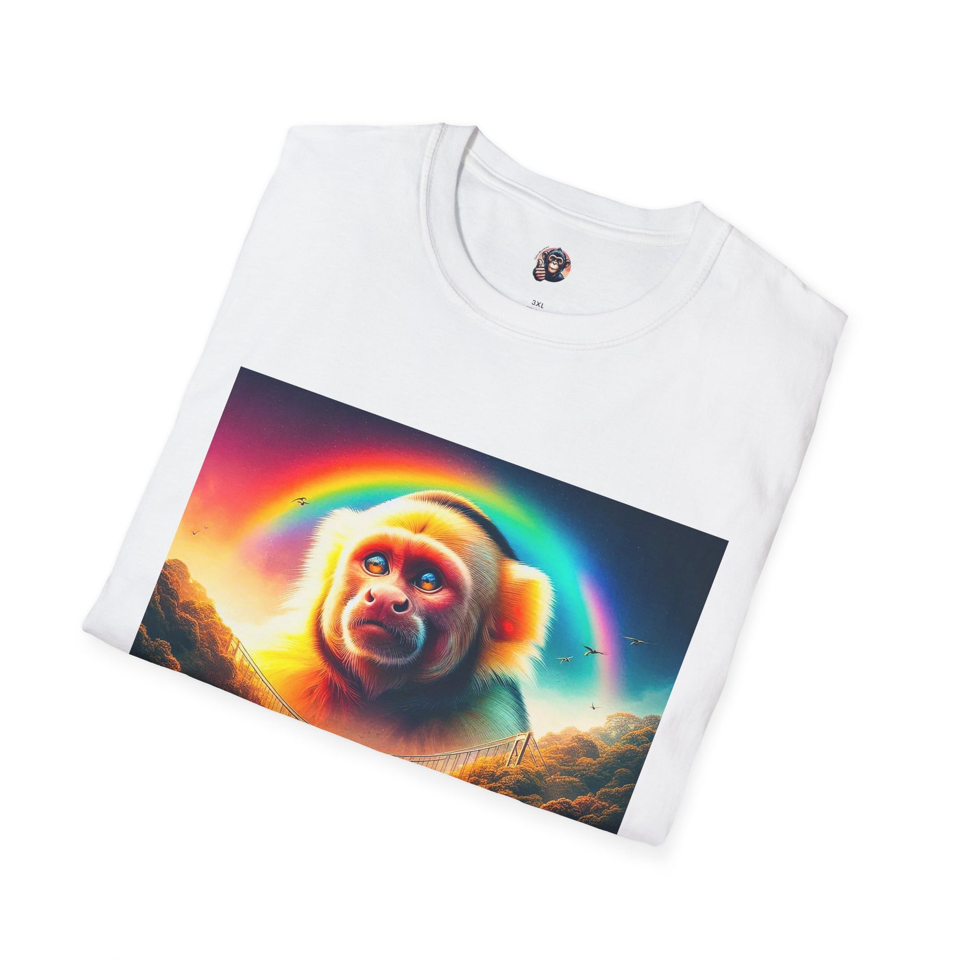 Capuchin Monkey pretty rainbow shirt T-Shirt Printify