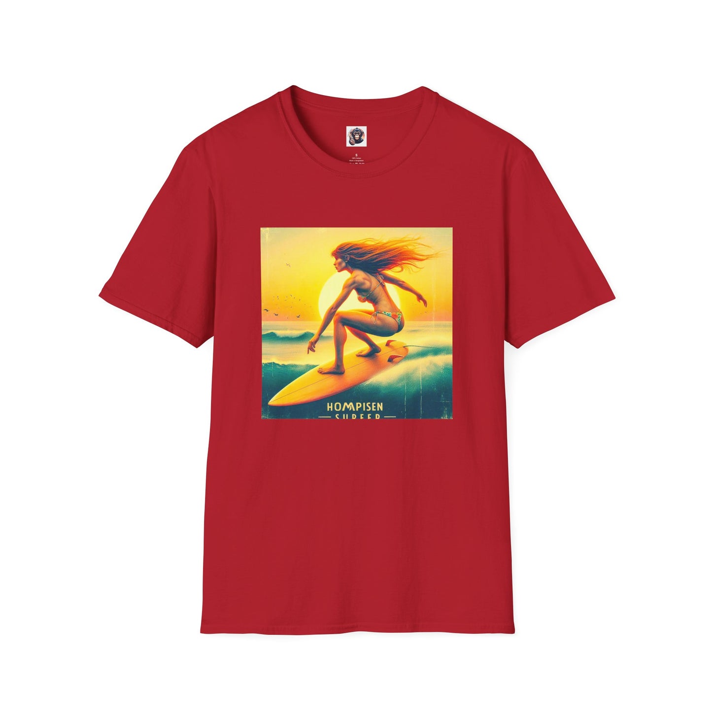 Homo Sapiens beach surfer T-Shirt Printify S Cherry Red