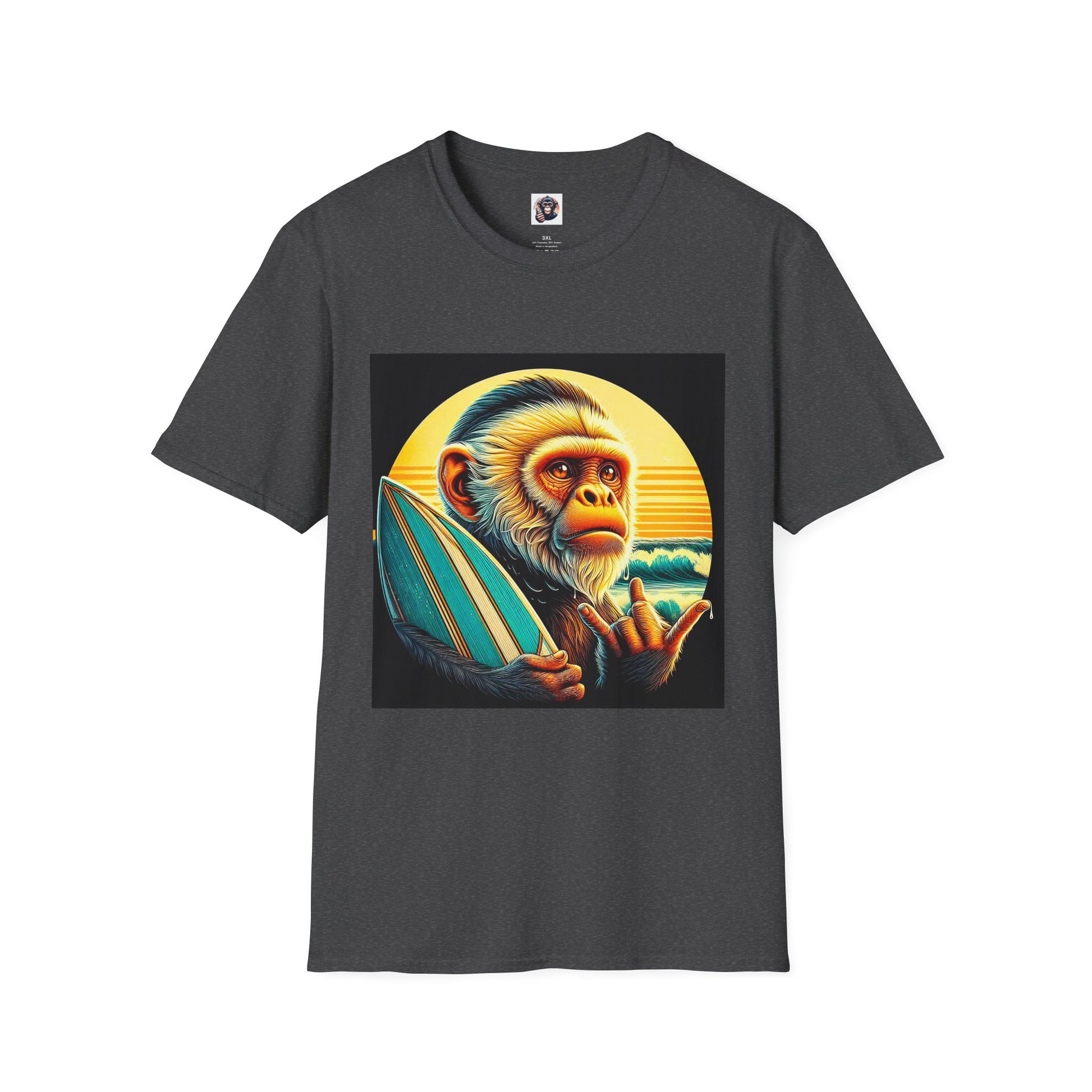 Capuchin Monkey old surfer T-Shirt Printify XS Dark Heather