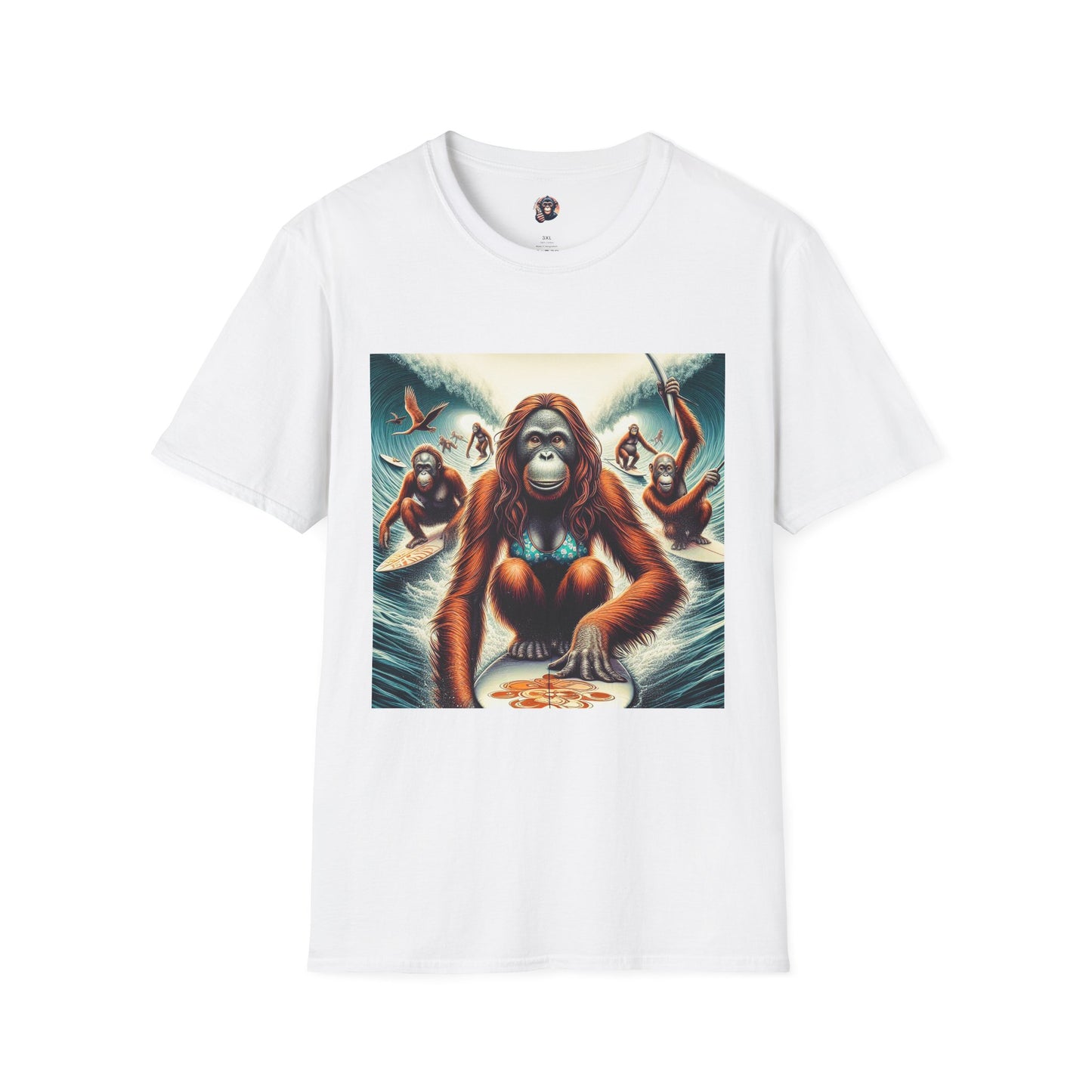Orangutans surfing queens T-Shirt Printify S White