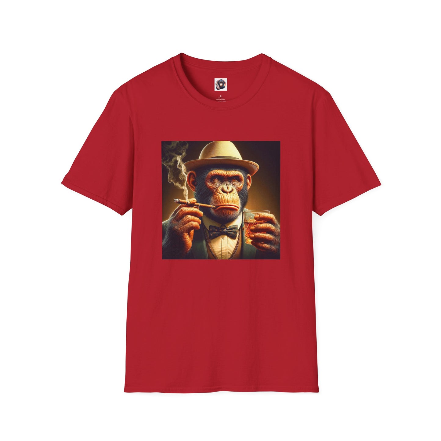 Bonobo whiskey and smoking T-Shirt Printify S Cherry Red
