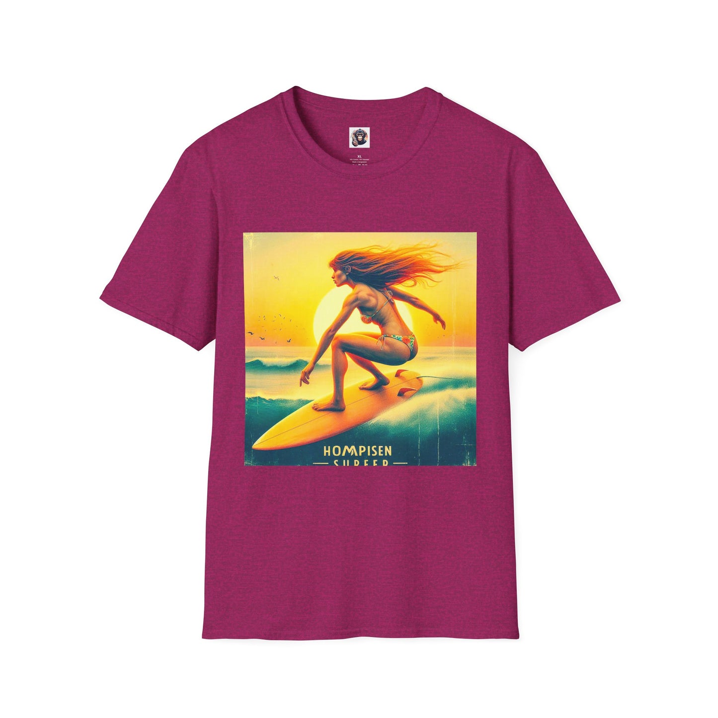 Homo Sapiens beach surfer T-Shirt Printify S Antique Heliconia