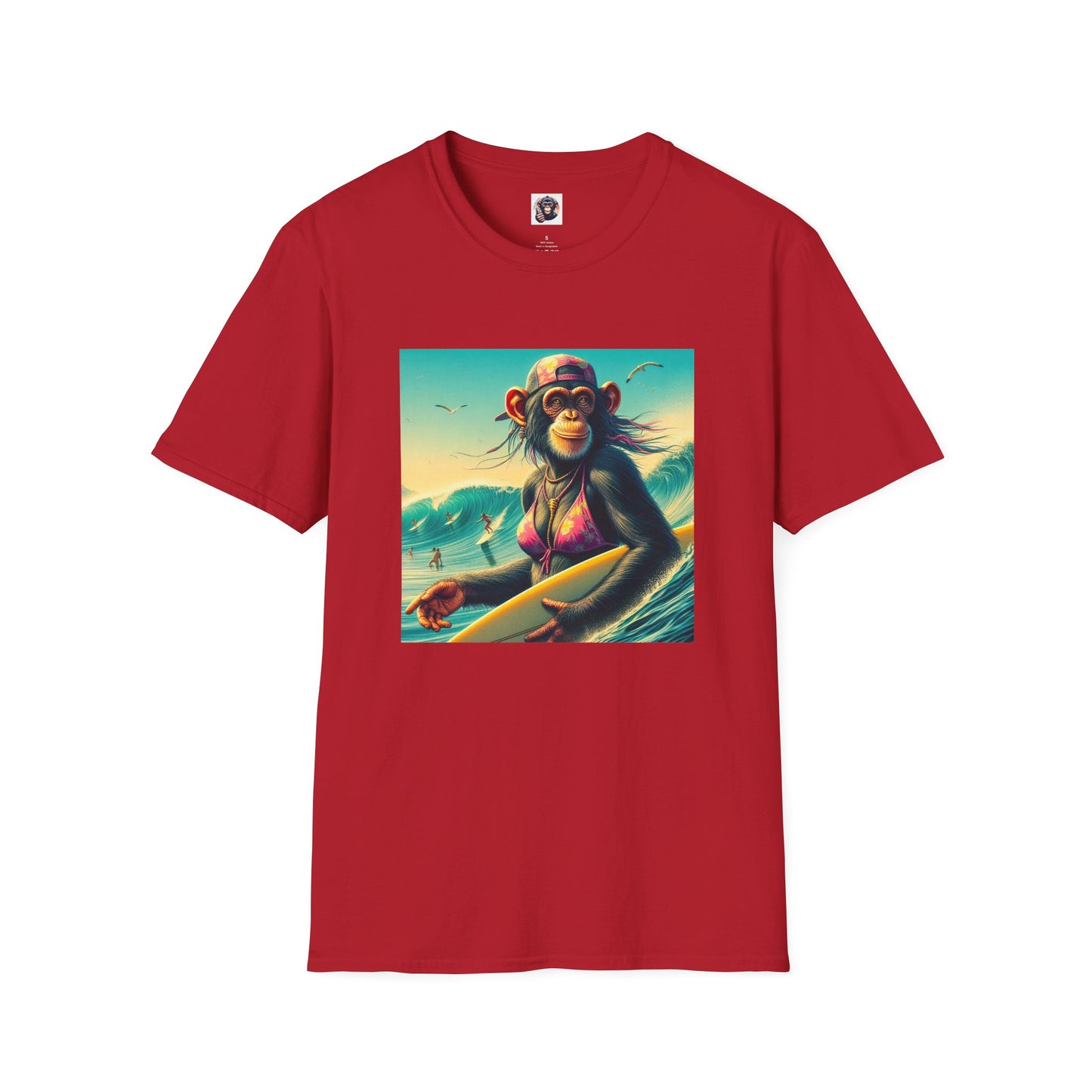 Chimp ocean babe T-Shirt Printify S Cherry Red