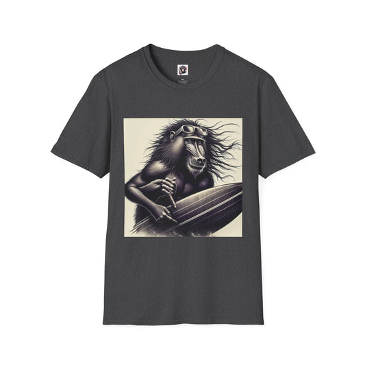 Baboon black and white surfer T-Shirt Printify XS Dark Heather