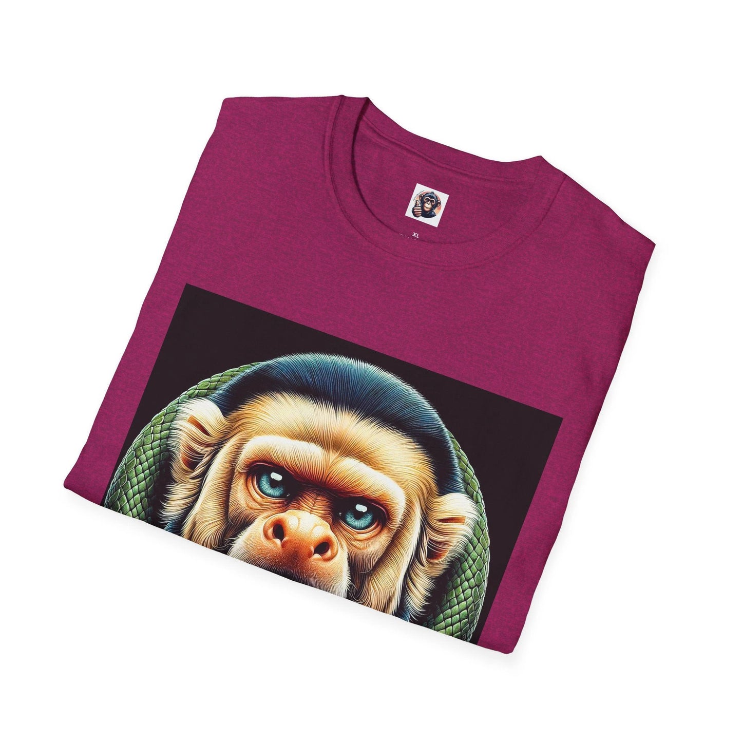 Capuchin Monkey and Snake Graphic T Shirt for Men Cotton Crew Neck Tee Premium Quality Soft Comfort Fit by Printify