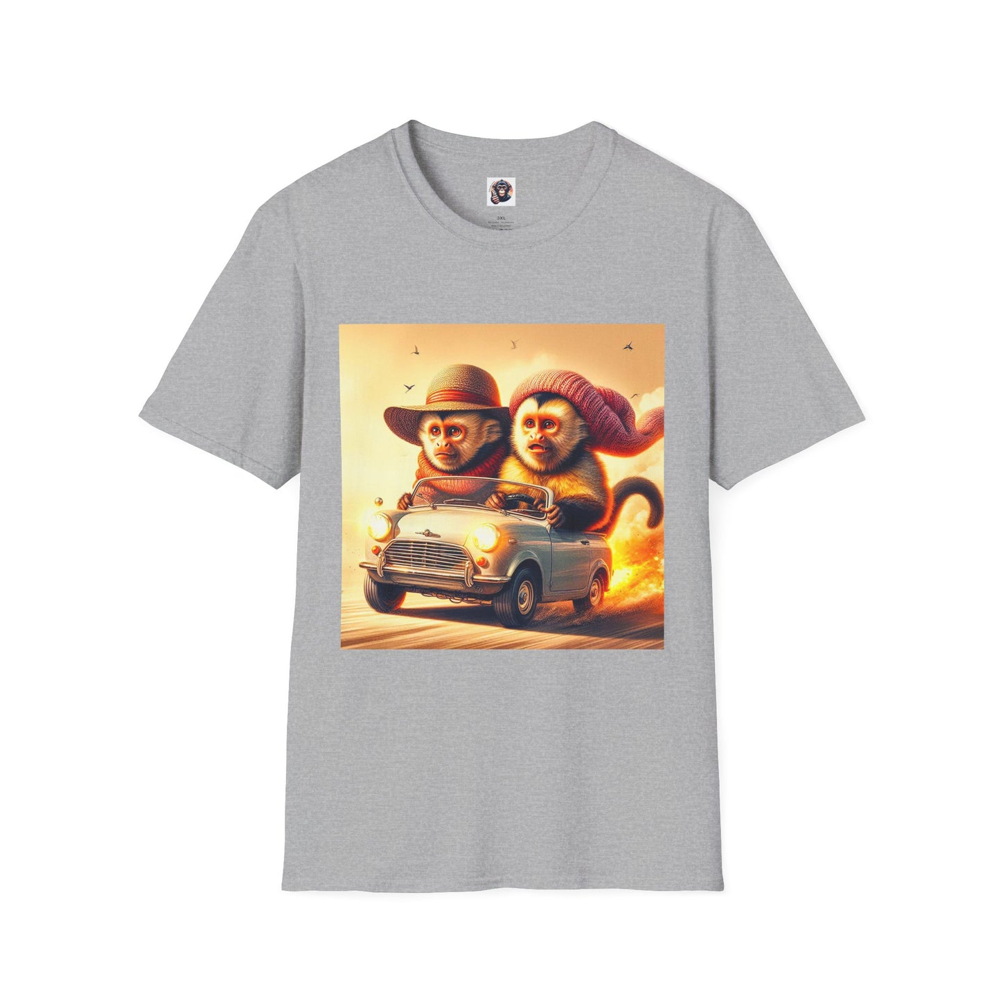 Wacky Capuchin Monkey dessert driving T-Shirt Printify XS Sport Grey