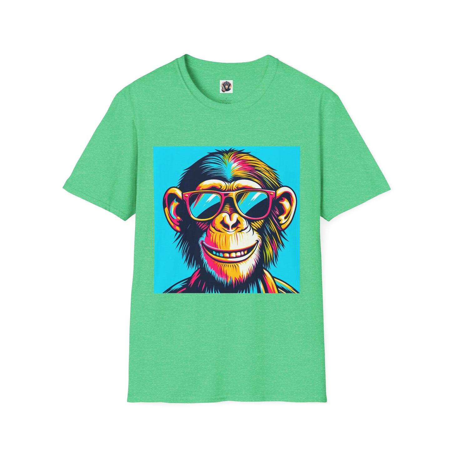 Chimp happy man T-Shirt Printify S Heather Irish Green