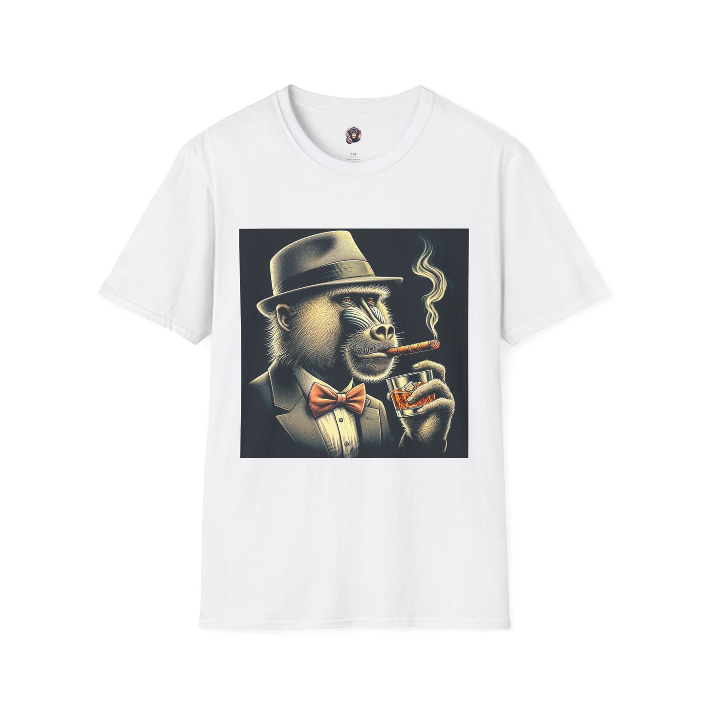 Baboon cigar smoking T-Shirt Printify S White