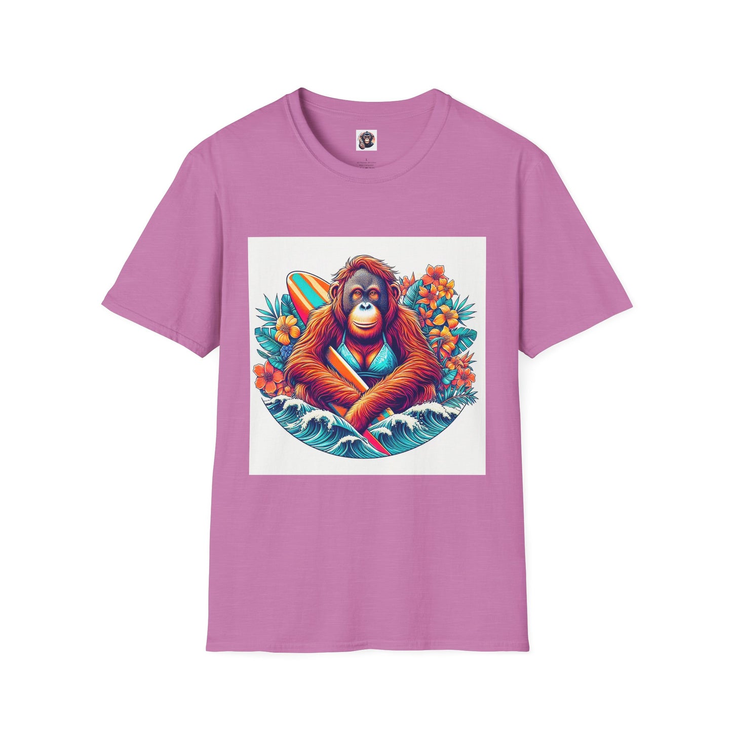 Orangutans surfing T-Shirt Printify S Heather Radiant Orchid