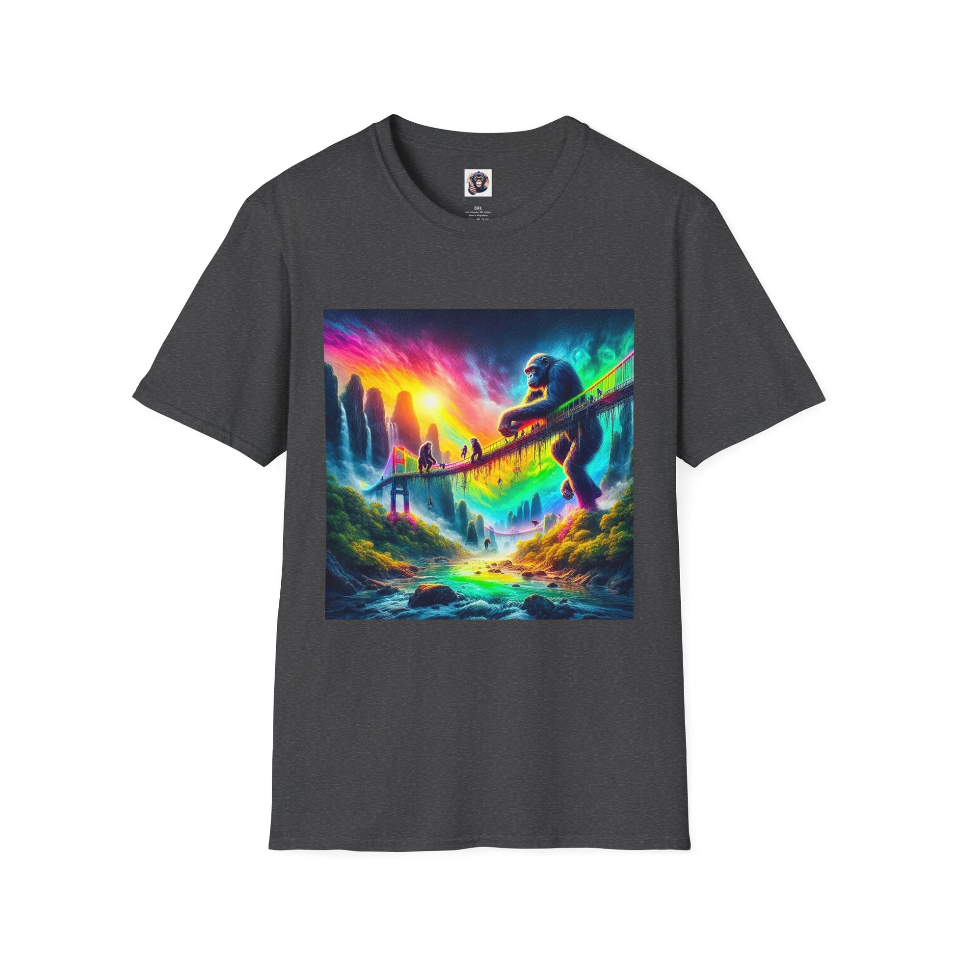 Bonobo rainbow bridge T-Shirt Printify XS Dark Heather
