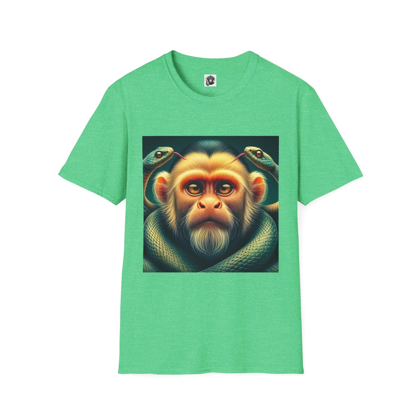 Capuchin Monkey scary snakes shirt T-Shirt Printify S Heather Irish Green
