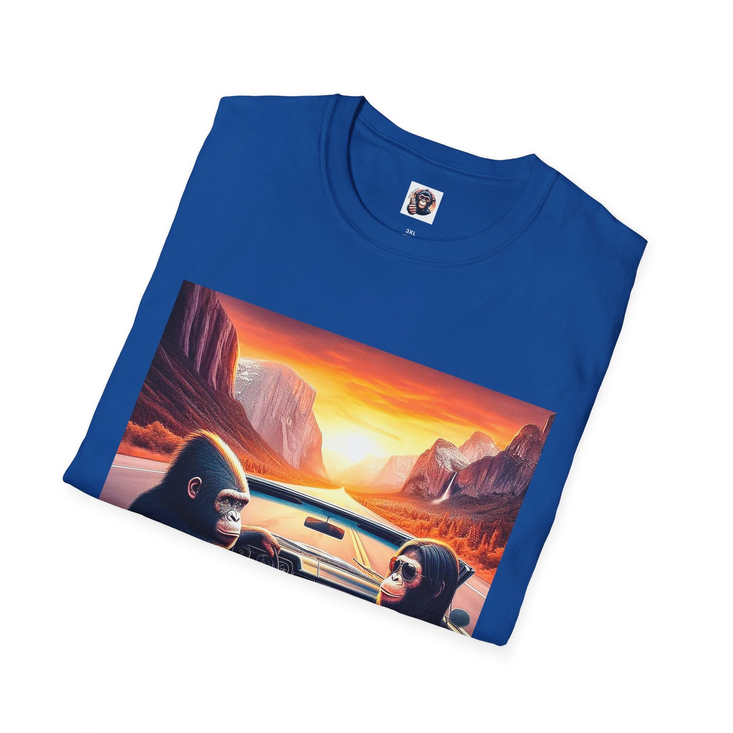 Wacky Bonobo driving sunset T-Shirt Printify