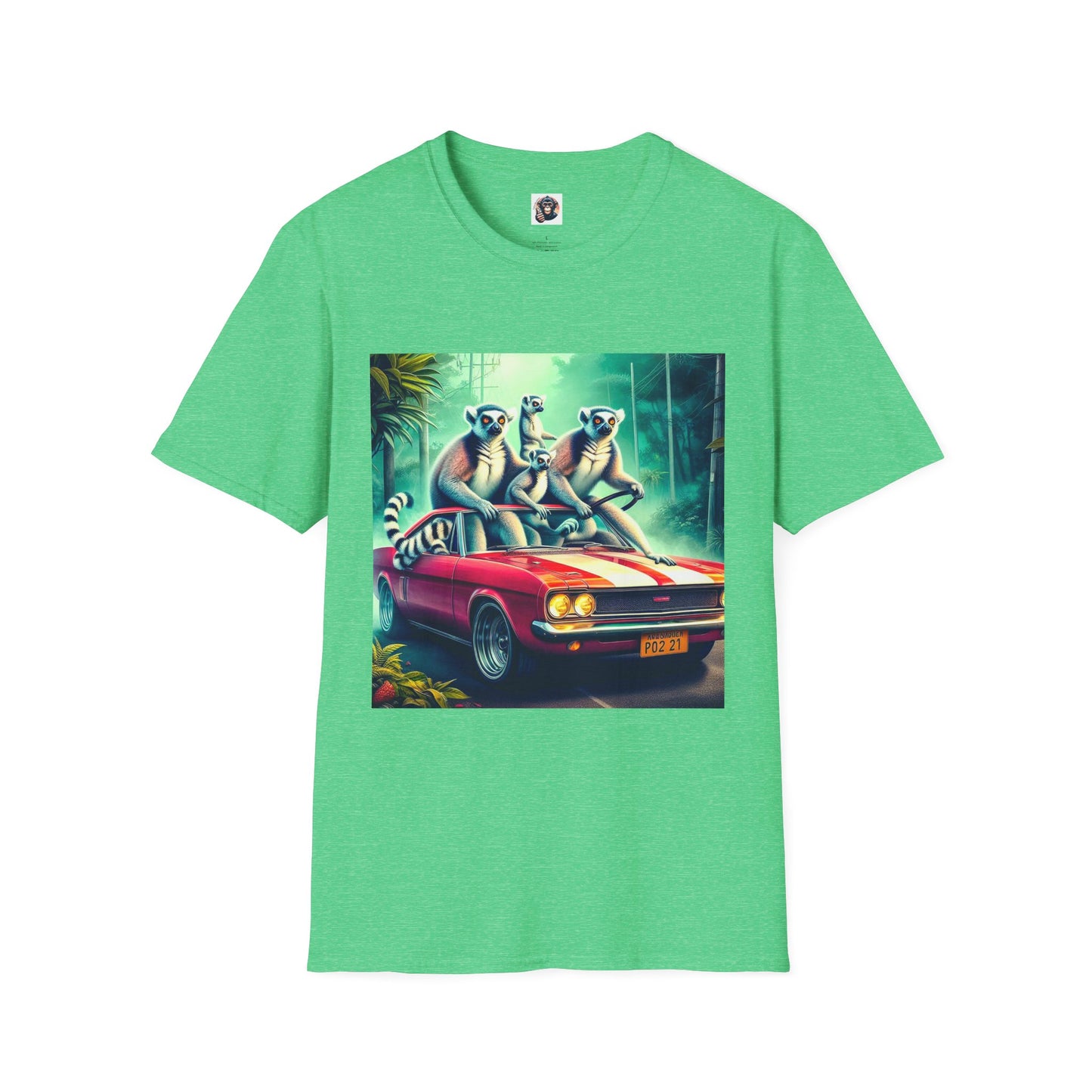 Wacky Lemurs crazy drivers T-Shirt Printify S Heather Irish Green