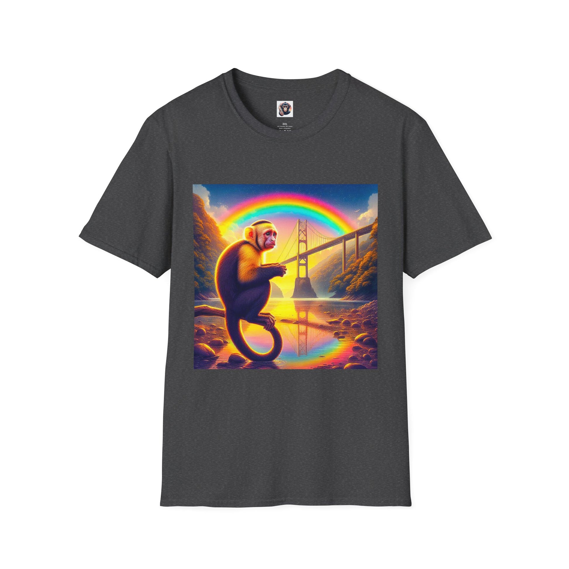 Capuchin Monkey rainbow bridge shirt T-Shirt Printify XS Dark Heather