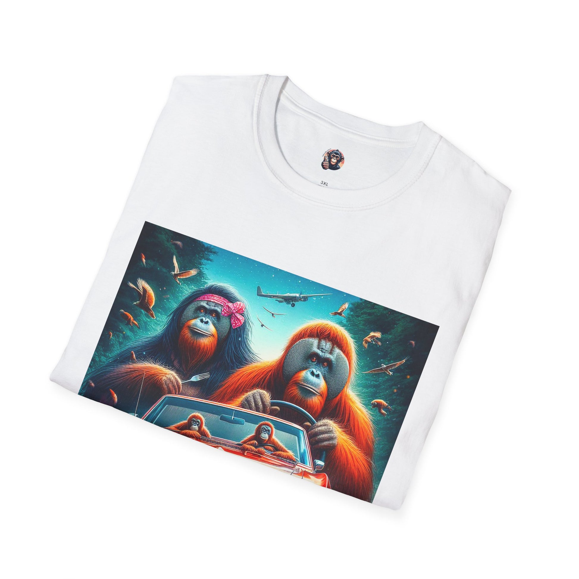 Wacky Orangutans red car T-Shirt Printify