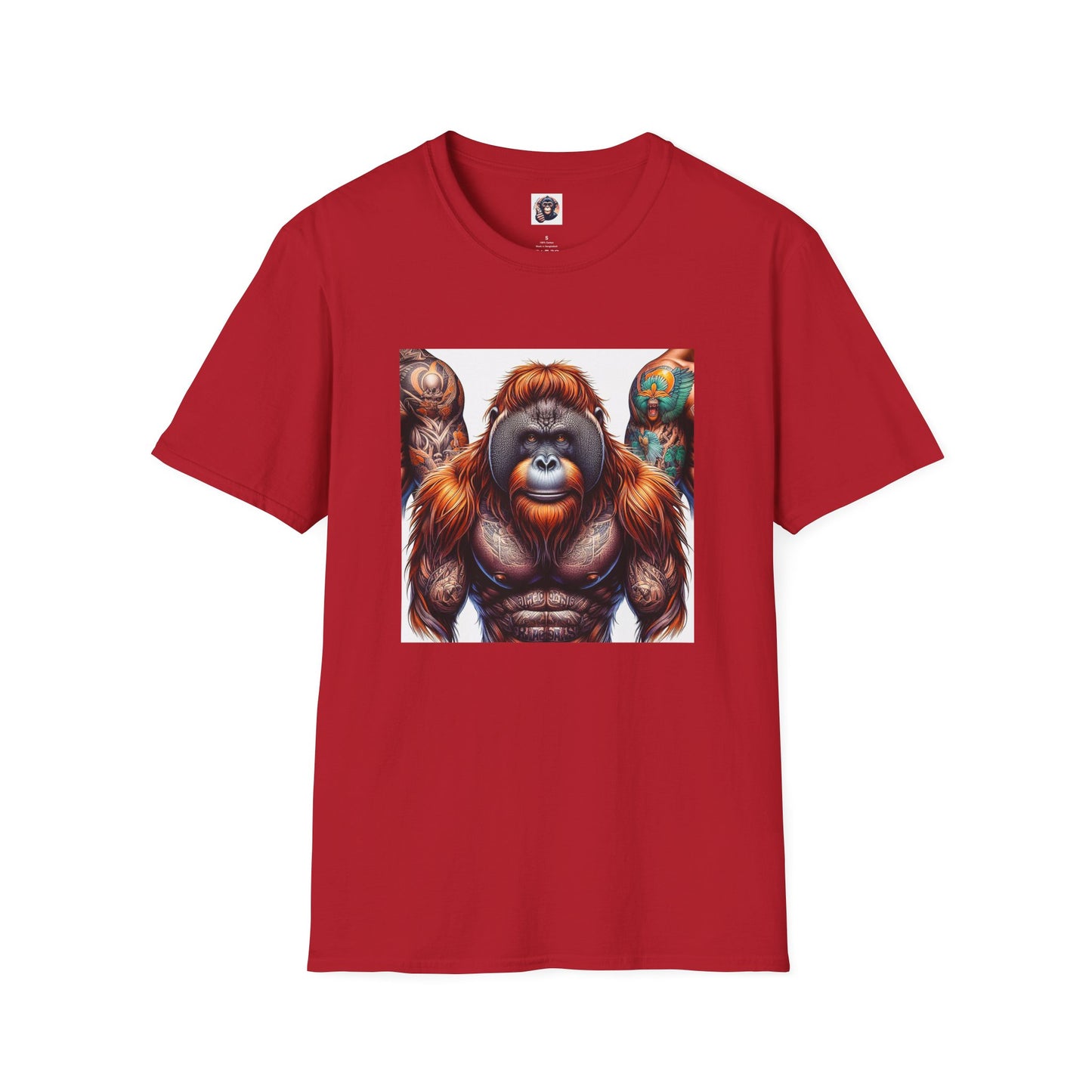 Orangutans muscles man T-Shirt Printify S Cherry Red