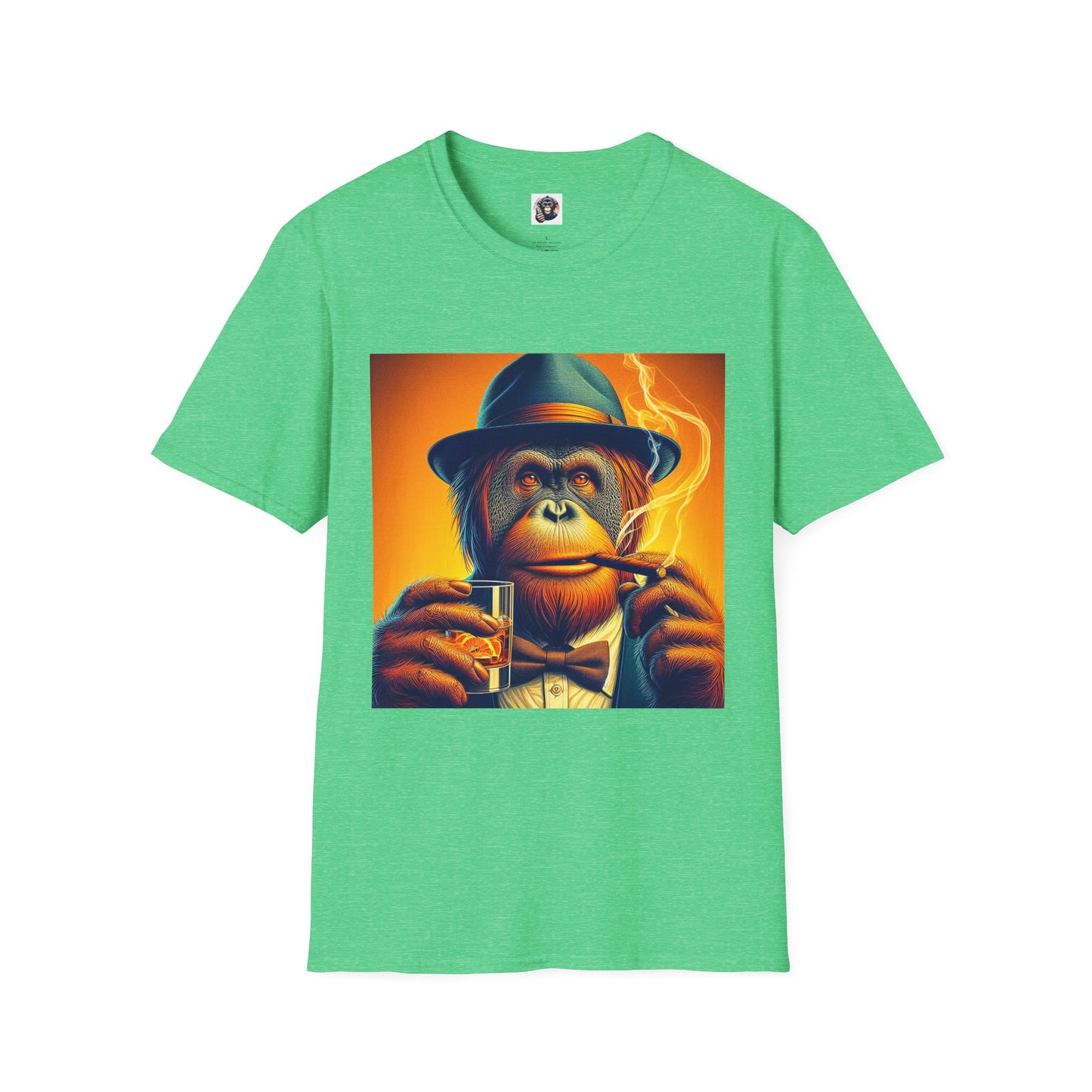 Orangutans whiskey man T-Shirt Printify S Heather Irish Green