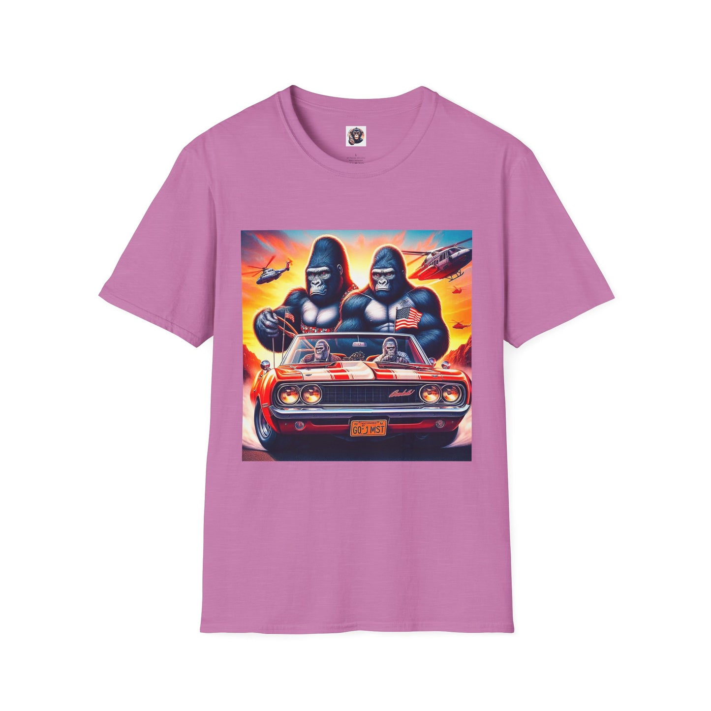 Gorilla red car T-Shirt Printify S Heather Radiant Orchid