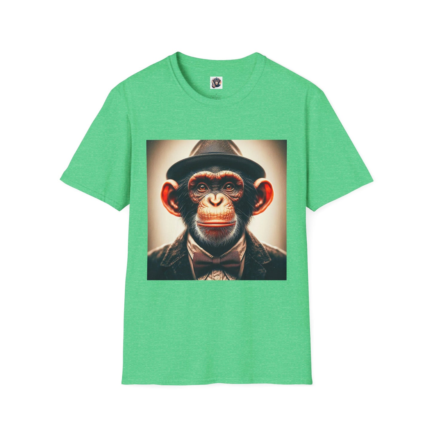 Chimp hat and tie T-Shirt Printify S Heather Irish Green