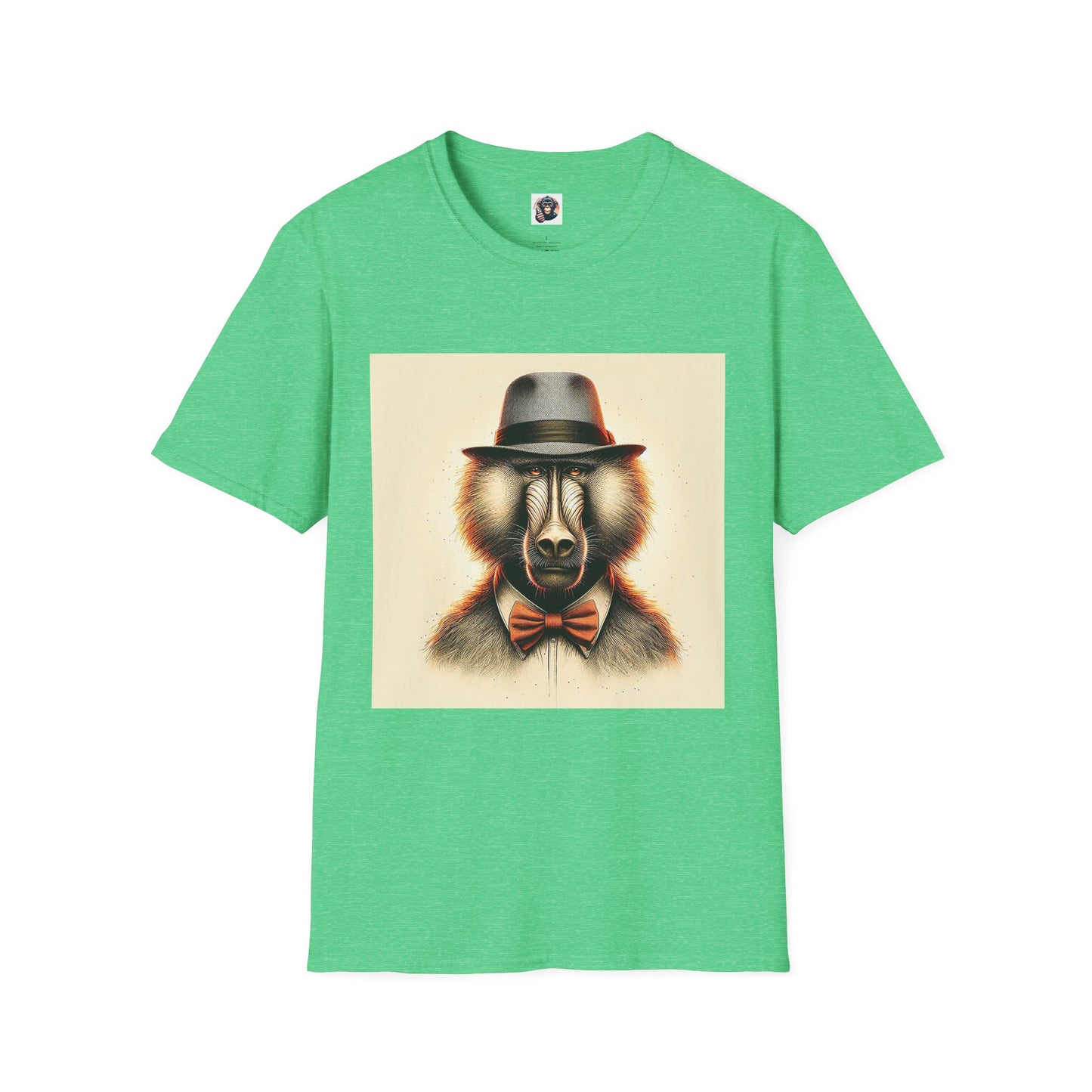 Baboon bow tie cutie T-Shirt Printify S Heather Irish Green