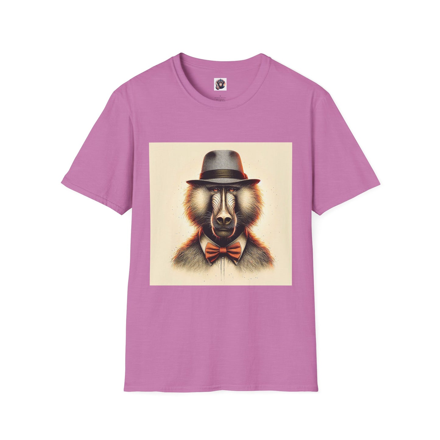 Baboon bow tie cutie T-Shirt Printify S Heather Radiant Orchid