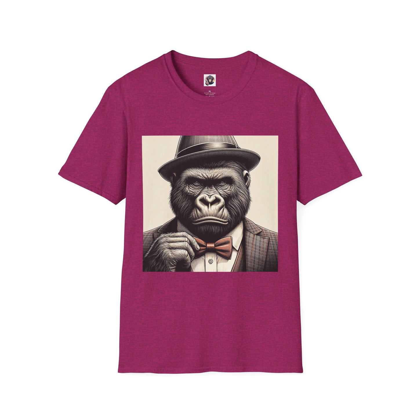 Gorilla suit and tie T-Shirt Printify S Antique Heliconia