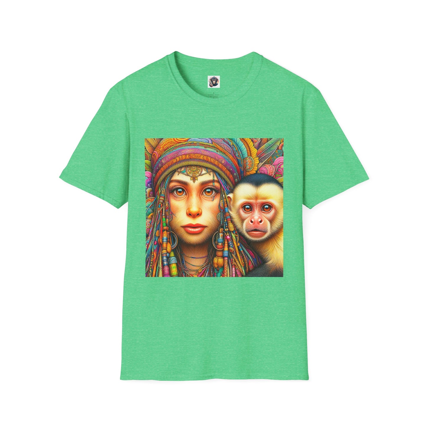 Capuchin Monkey Jamaican girl shirt T-Shirt Printify S Heather Irish Green