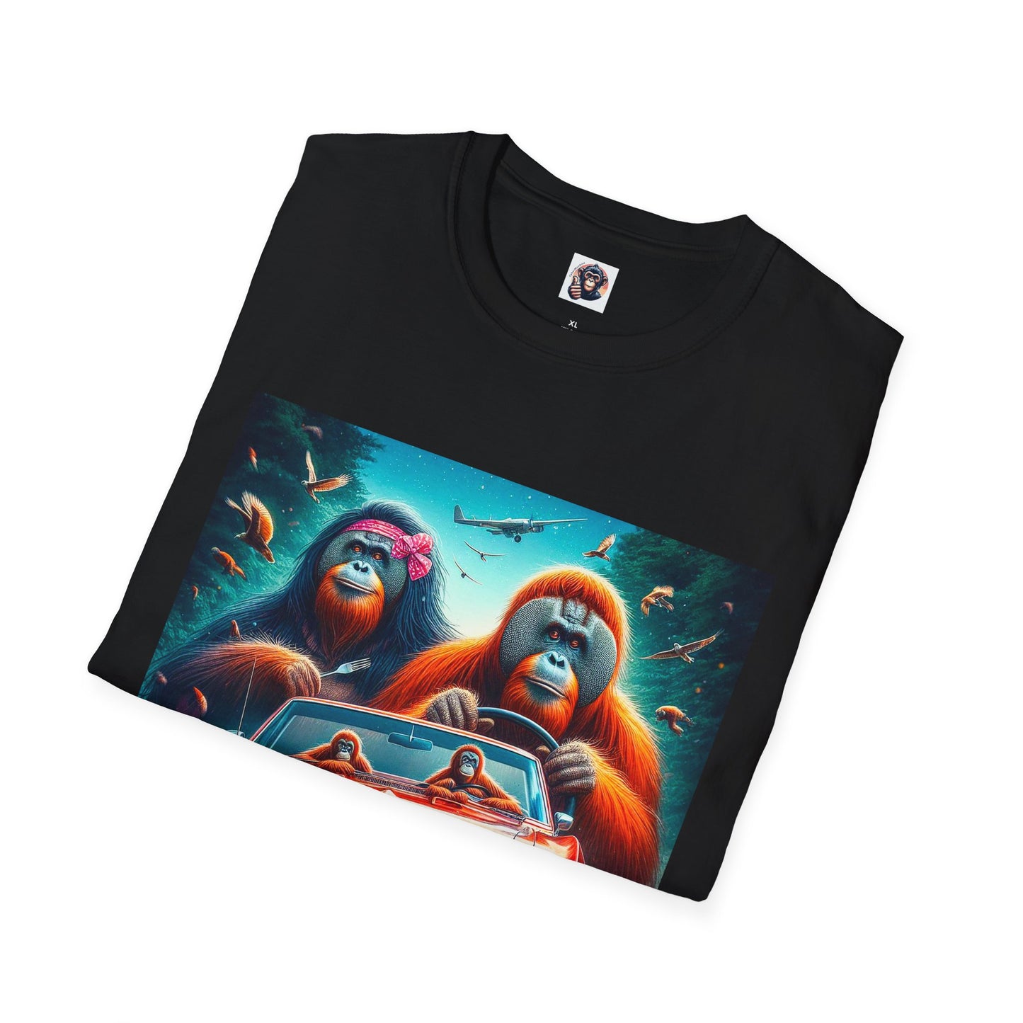Wacky Orangutans red car T-Shirt Printify