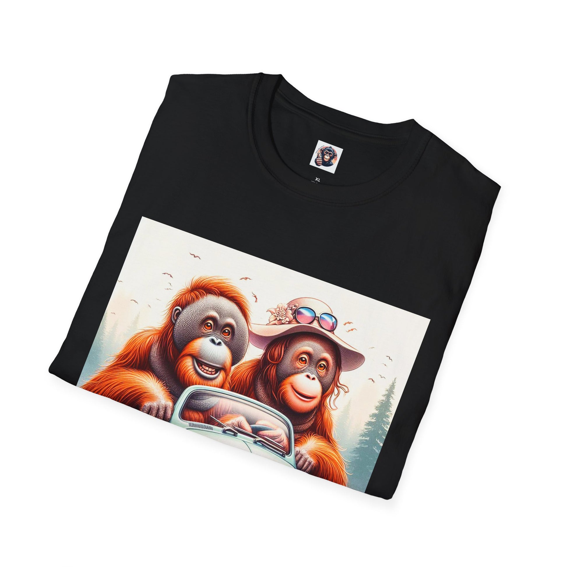 Orangutans blue car T-Shirt Printify