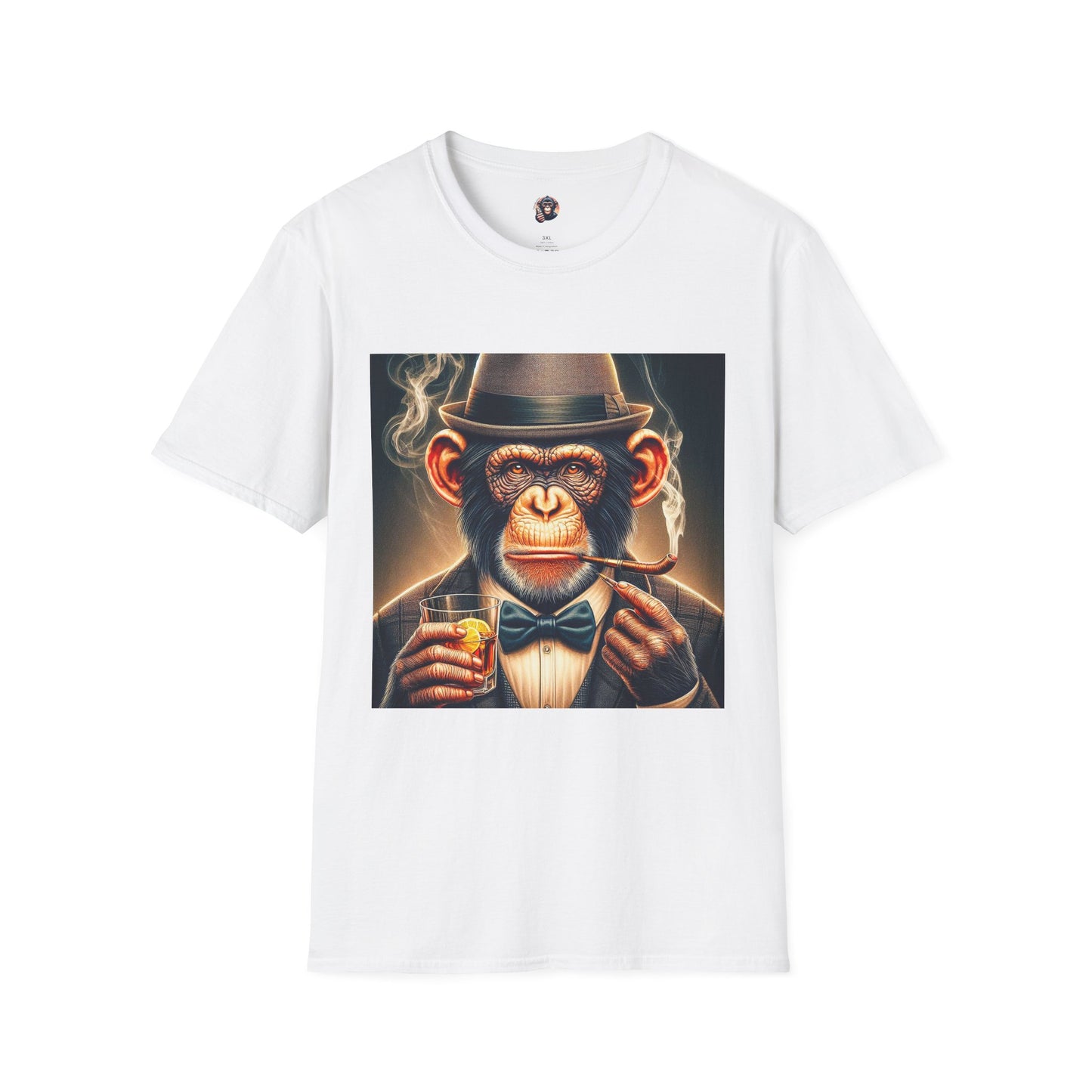 Chimp whiskey and cigars T-Shirt Printify S White