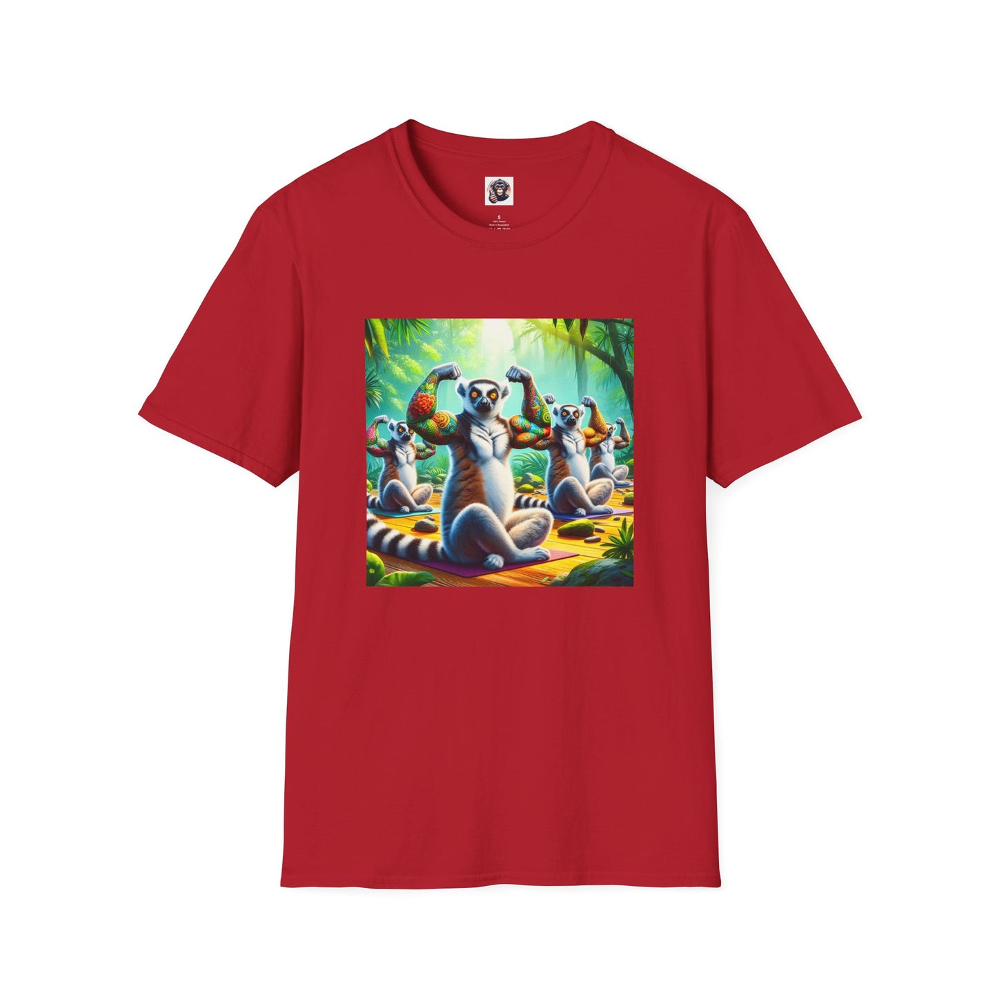 Lemurs yoga T-Shirt Printify S Cherry Red