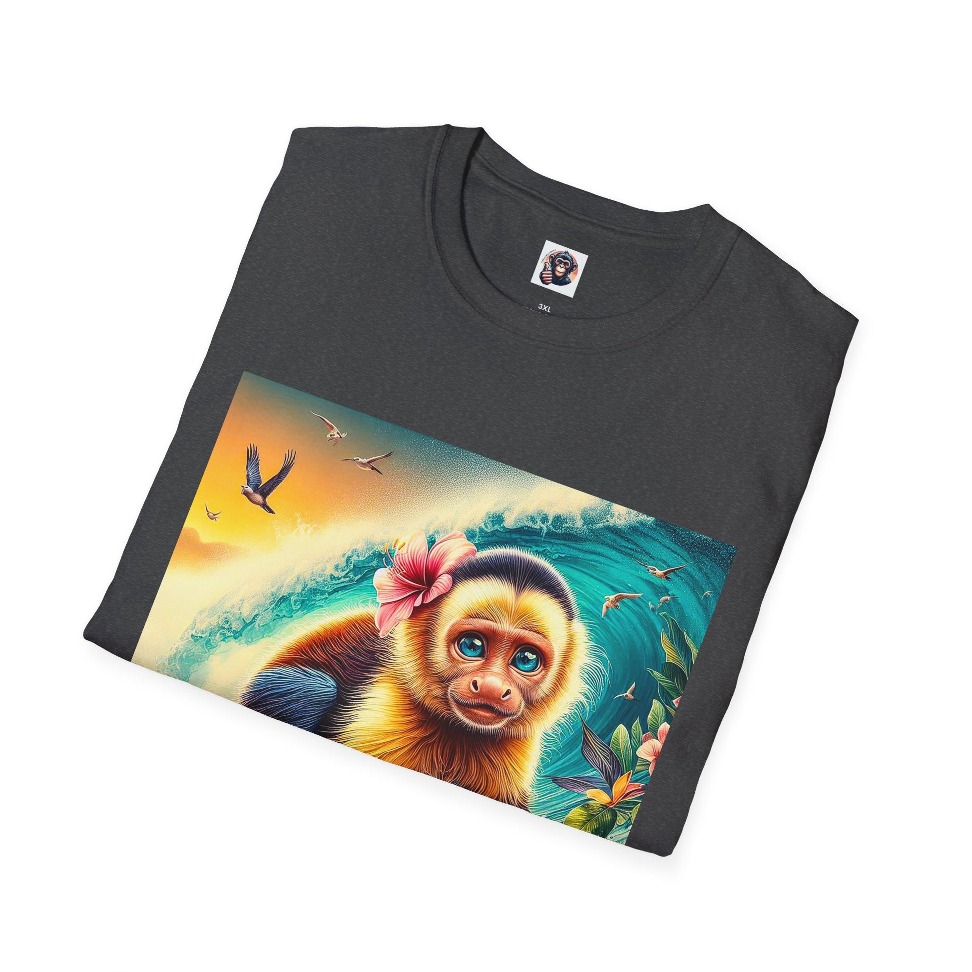 Capuchin Monkey surfing beauty T-Shirt Printify