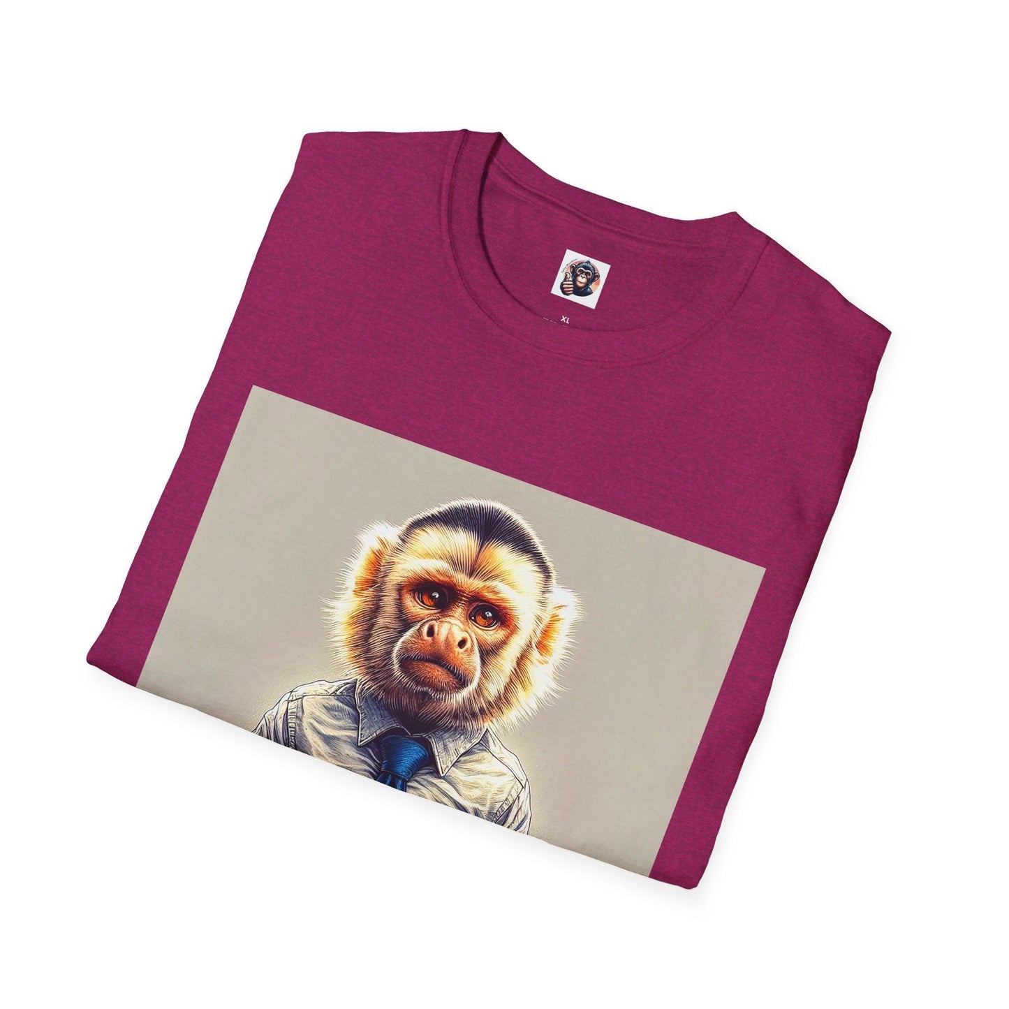 Capuchin Monkey Businessman Graphic Tee With Portrait Of Primate In Shirt And Tie Soft Cotton by Printify