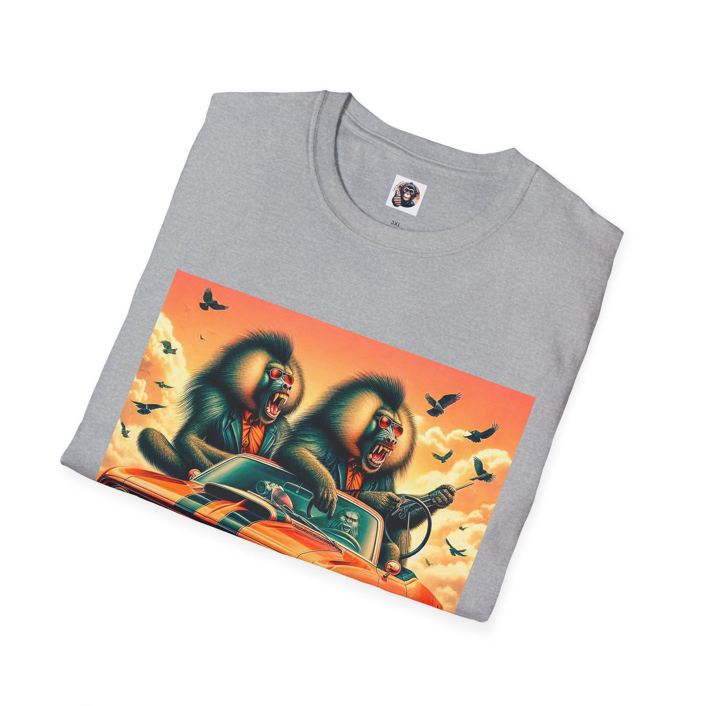 Wacky Baboon tiny car T-Shirt Printify