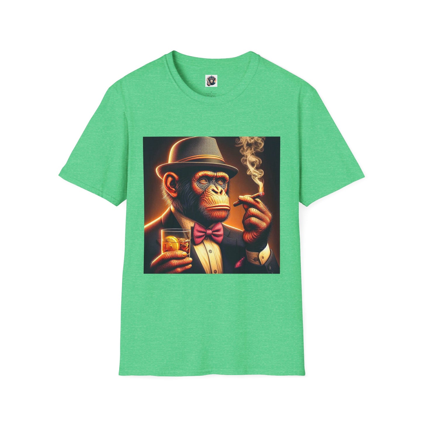 Bonobo whiskey anf cigars T-Shirt Printify S Heather Irish Green