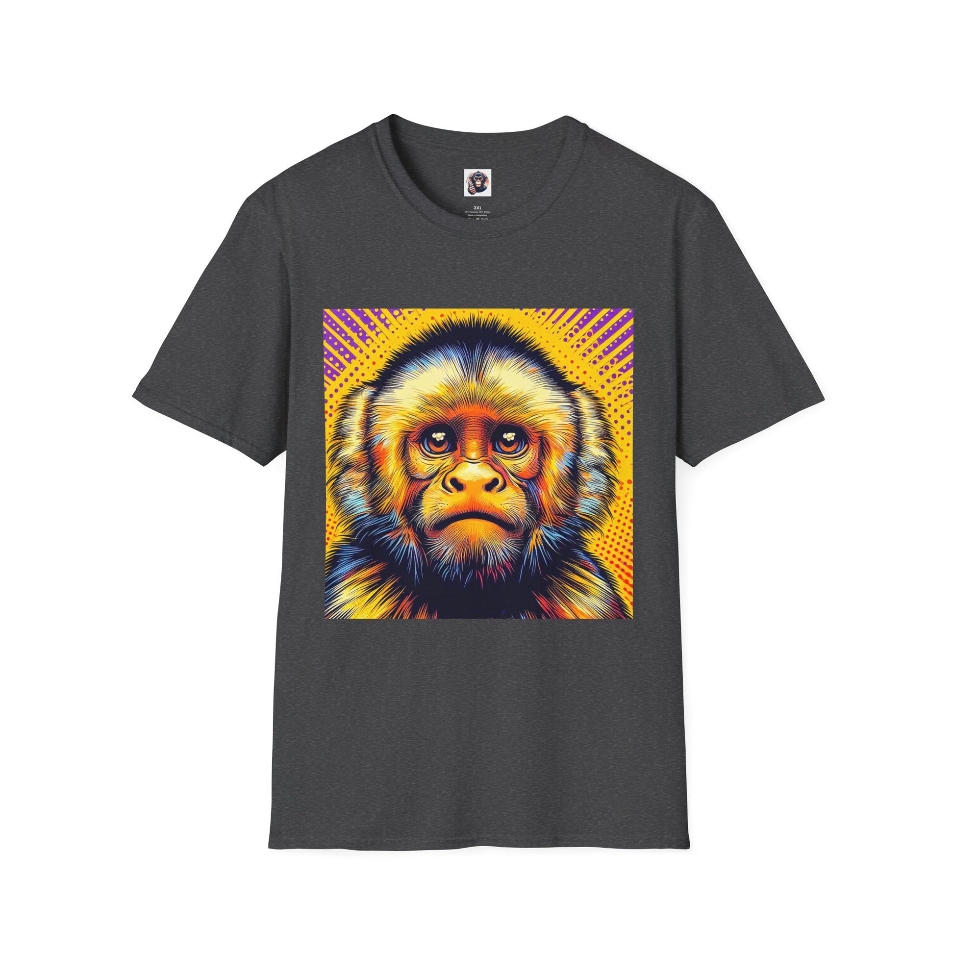Capuchin Monkey yellow T-Shirt Printify XS Dark Heather