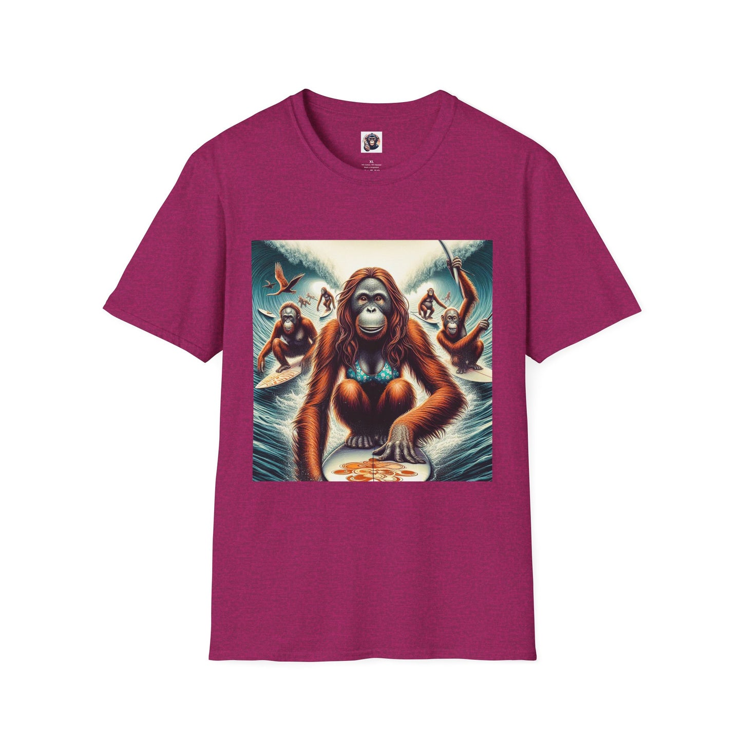Orangutans surfing queens T-Shirt Printify S Antique Heliconia