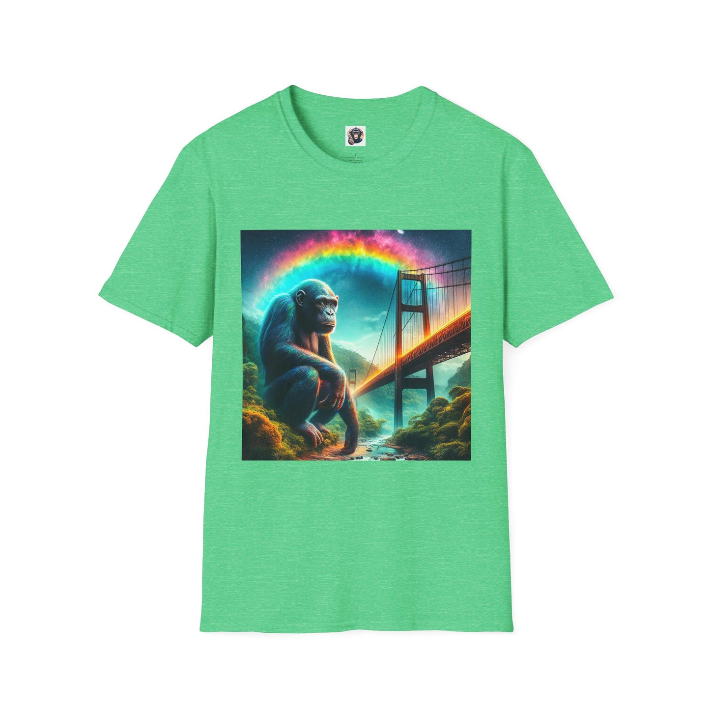 Bonobo rainbow bridge T-Shirt Printify S Heather Irish Green