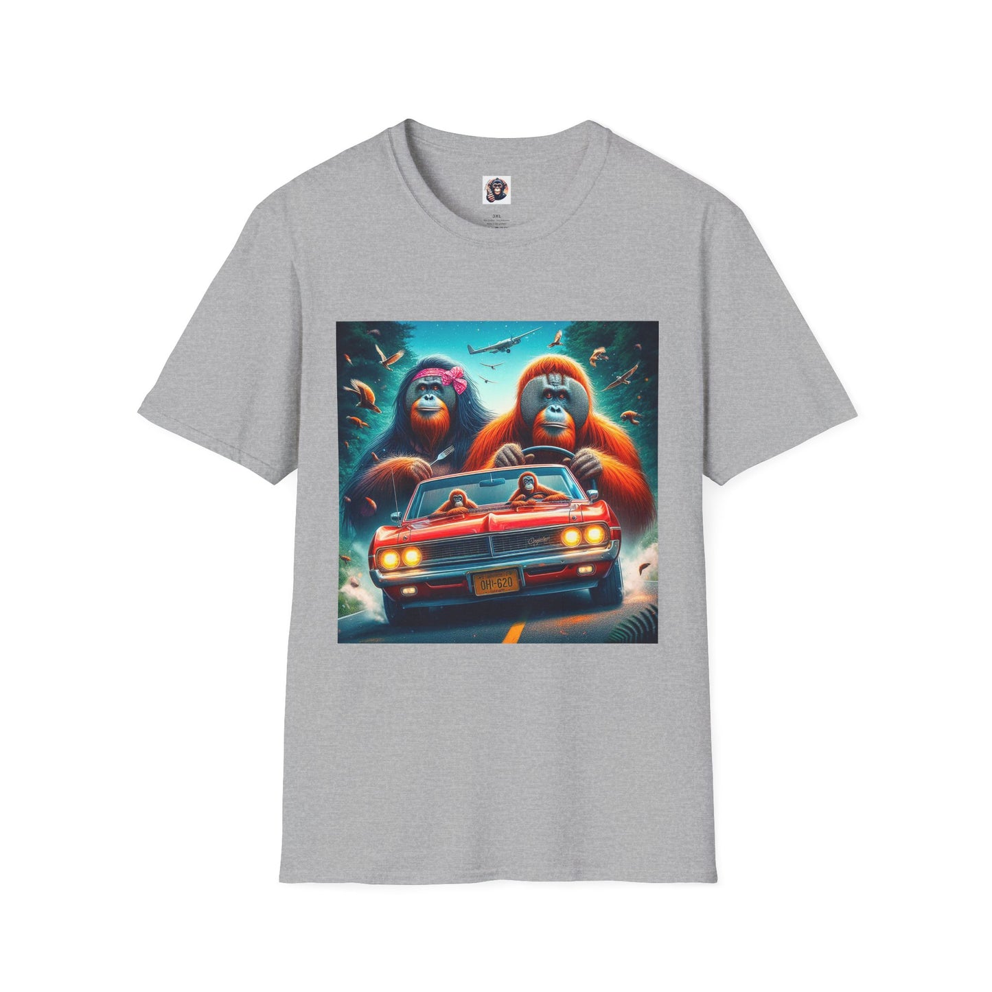 Wacky Orangutans red car T-Shirt Printify XS Sport Grey