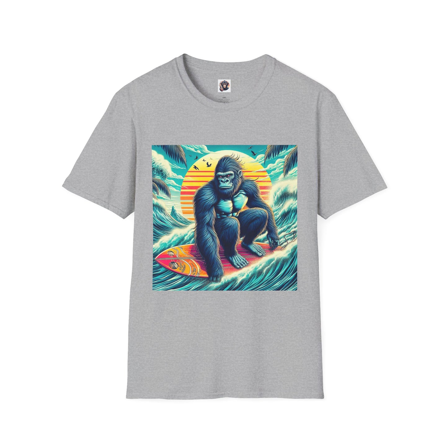 Gorilla beach surfer T-Shirt Printify XS Sport Grey