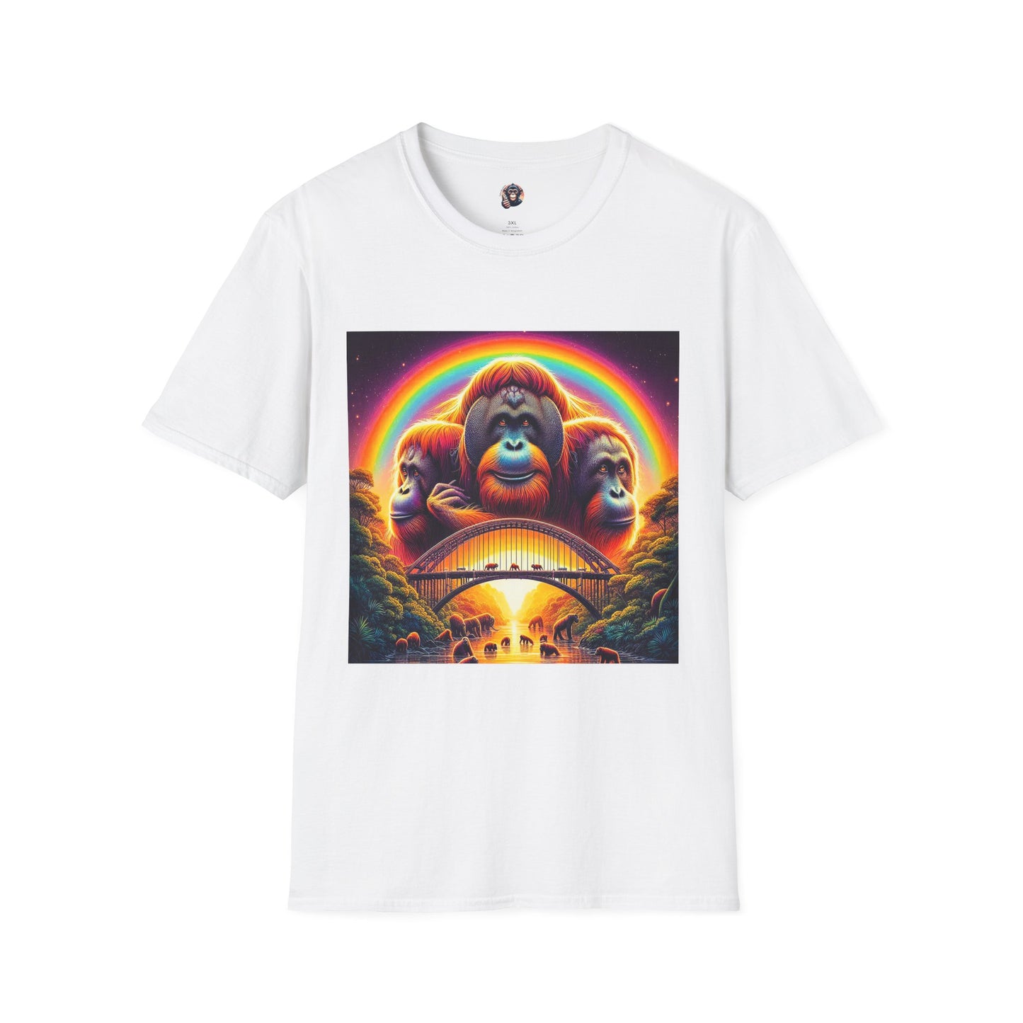 Orangutans rainbow bridge T-Shirt Printify S White