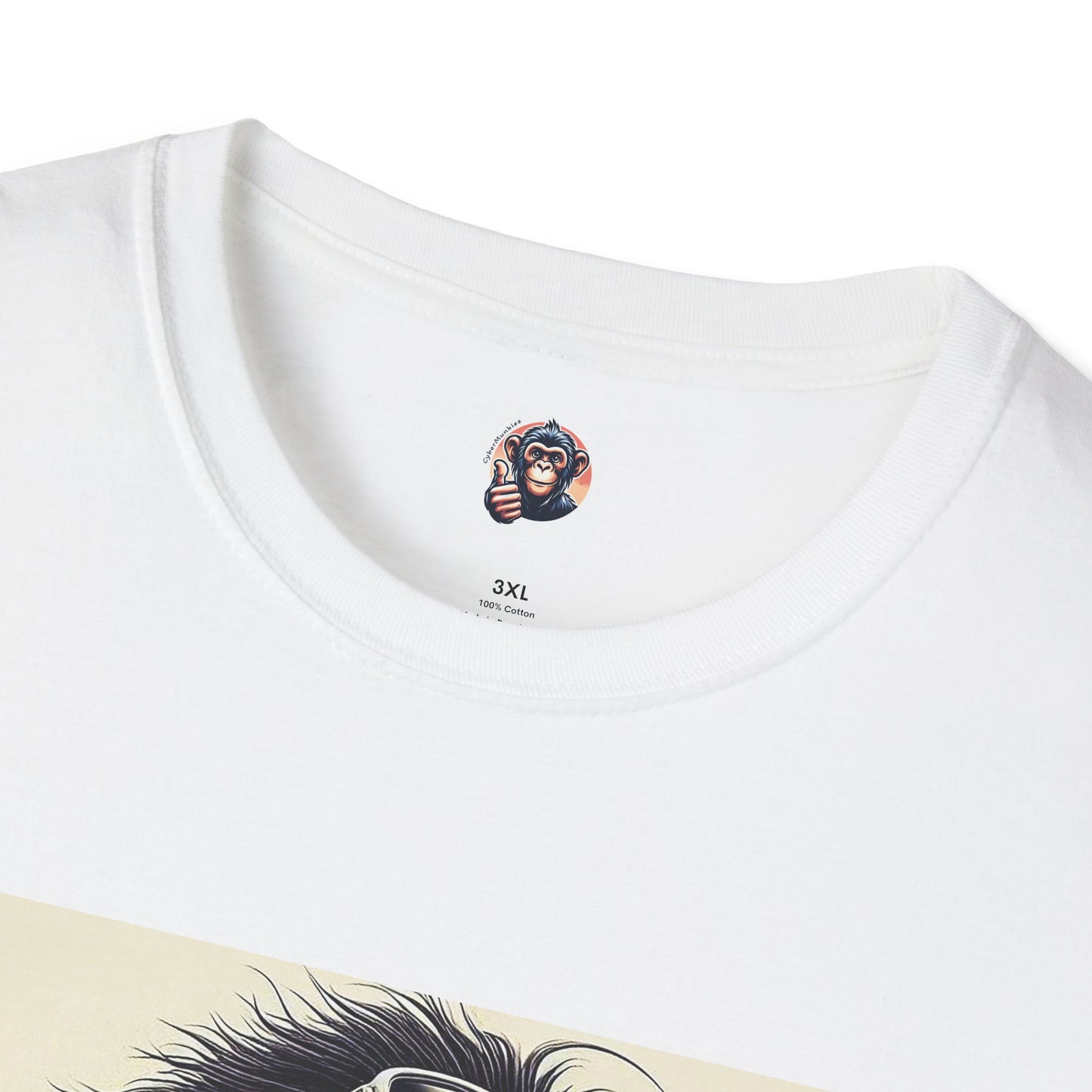 Baboon black and white surfer T-Shirt Printify