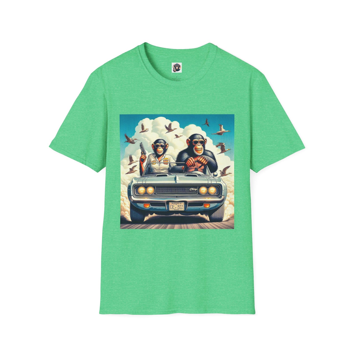 Wacky Chimp driving fun T-Shirt Printify S Heather Irish Green