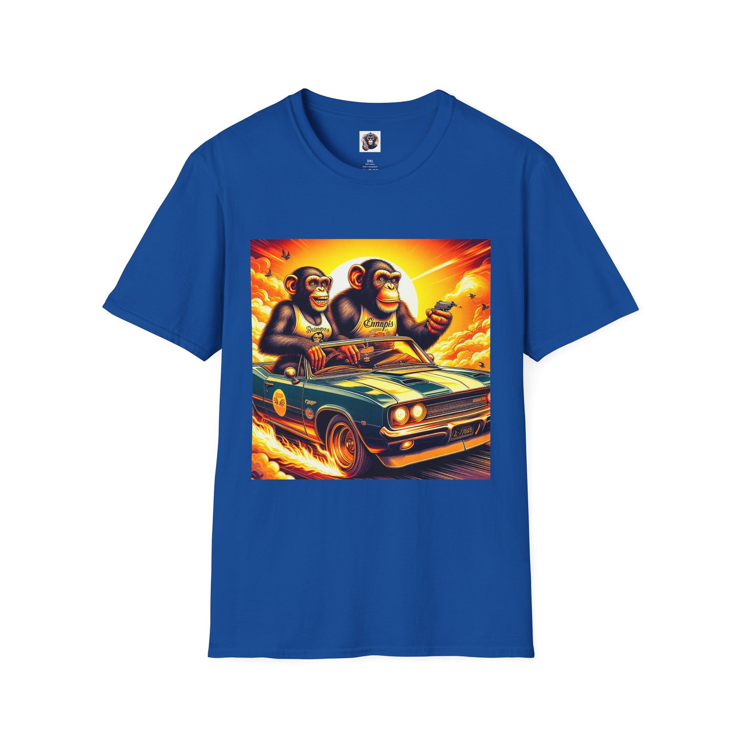 Wacky Chimp car driving T-Shirt Printify XS Royal